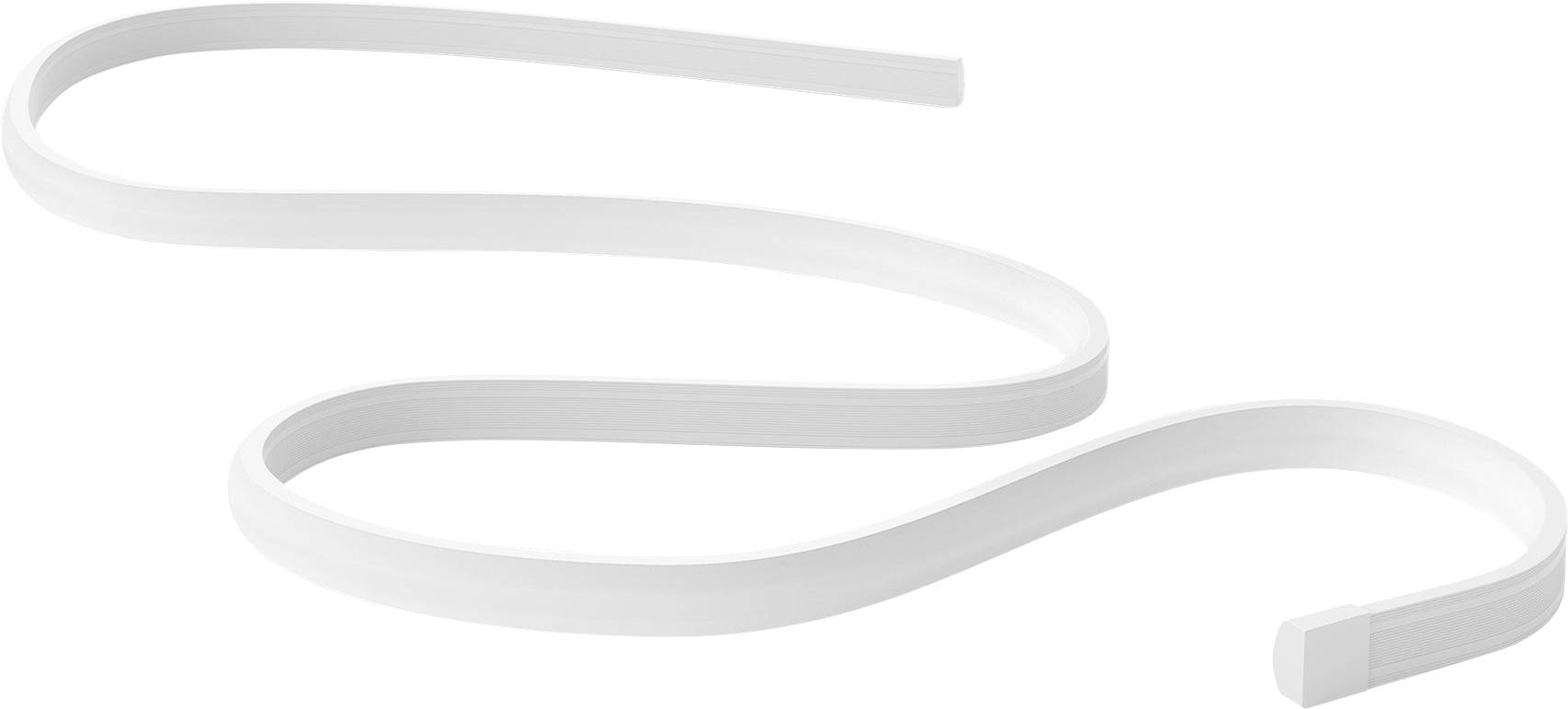 Ein weißes, flexibles, S-förmiges Gummiband auf weißem Hintergrund, möglicherweise eine Dichtung oder ein Dichtungsstreifen.