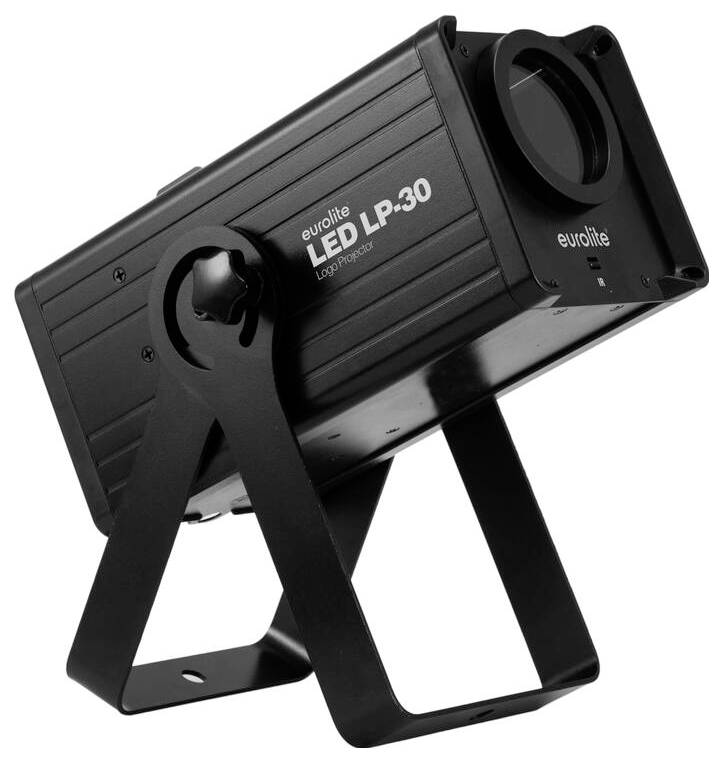 Ein schwarzes Eurolite LED LP-30 Bühnenlicht mit verstellbarem Stativ, verwendet für Lichteffekte bei Veranstaltungen oder Aufführungen.