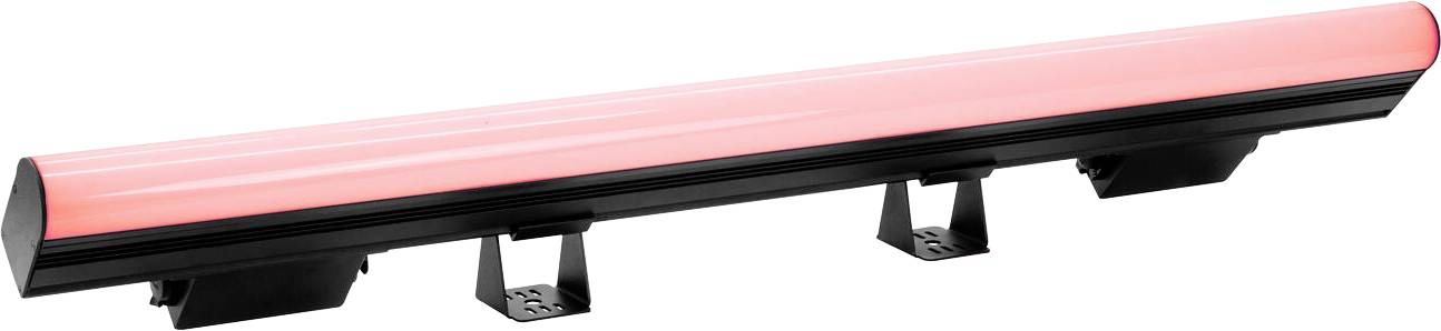Ein langer, zylindrischer roter LED-Streifenlichter mit schwarzen Befestigungsklammen, verwendet für Beleuchtung und Dekoration.