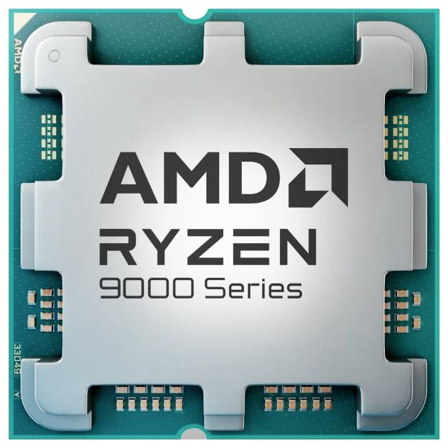 Ein Prozessor-Chip mit dem Text „AMD Ryzen 9000 Series