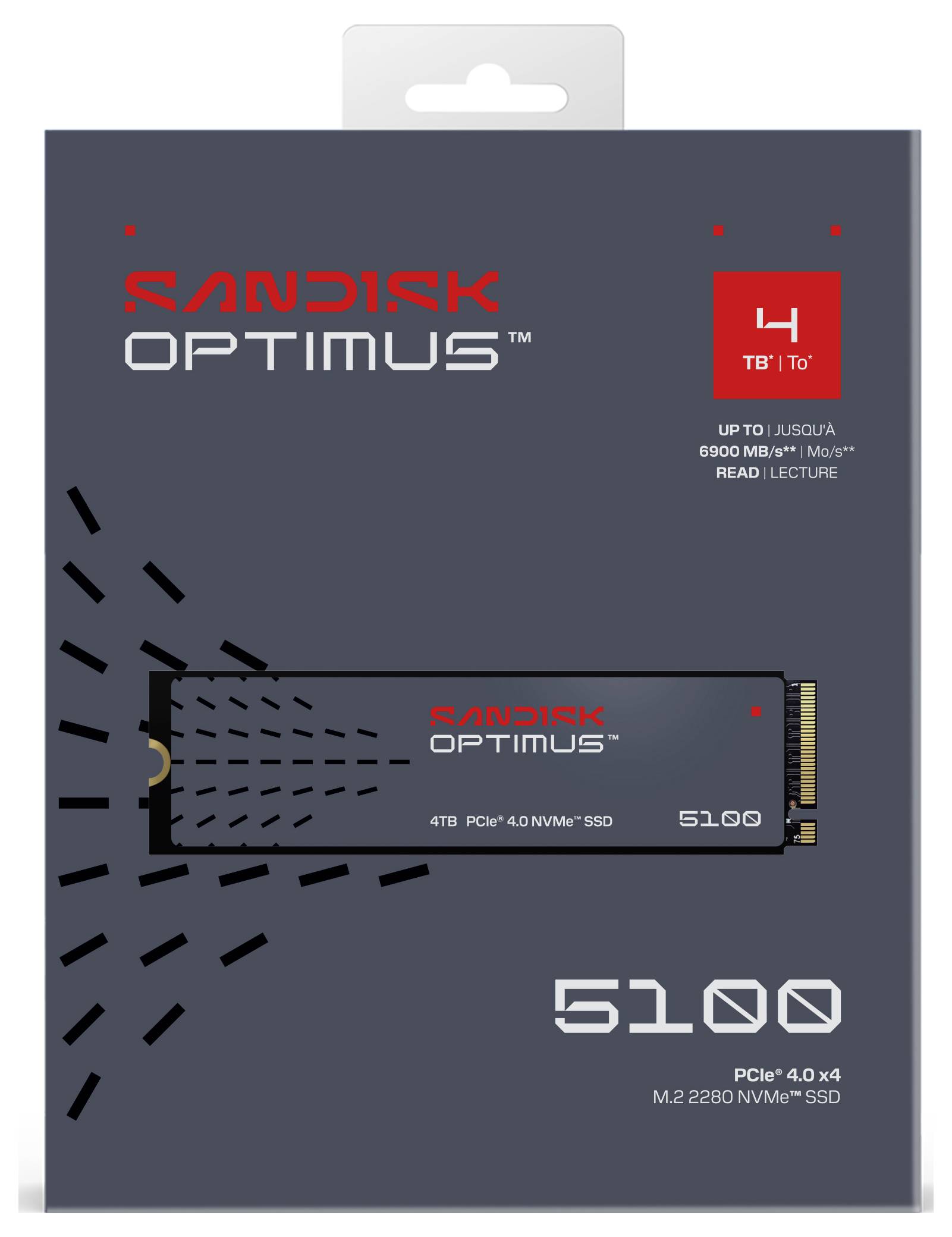 SanDisk Optimus 5100 4 TB Interne M.2 PCIe NVMe SSD 2280 PCIe NVMe 4.0 x4 Retail SDSP51400TAN-000E0