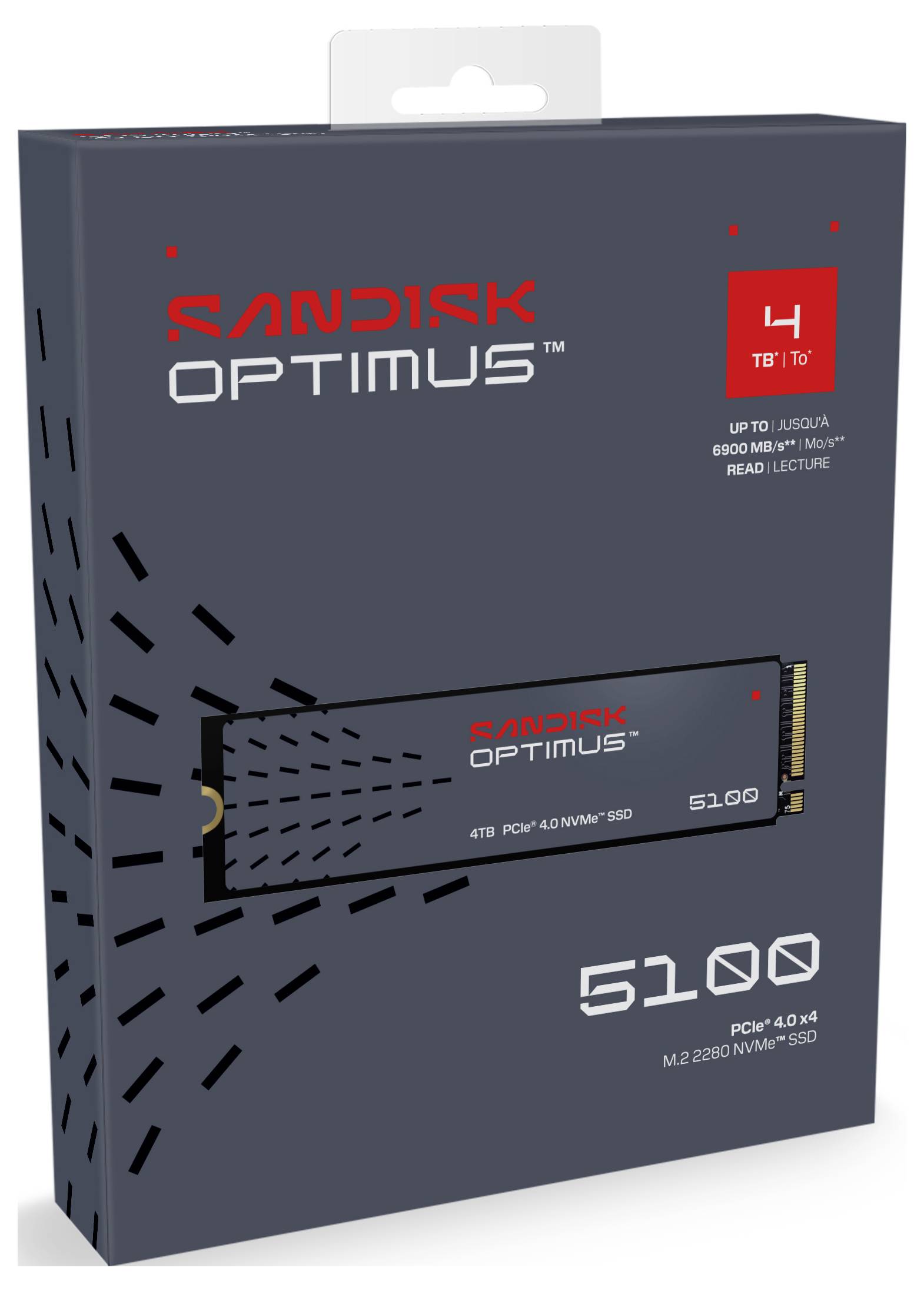 SanDisk Optimus 5100 4 TB Interne M.2 PCIe NVMe SSD 2280 PCIe NVMe 4.0 x4 Retail SDSP51400TAN-000E0
