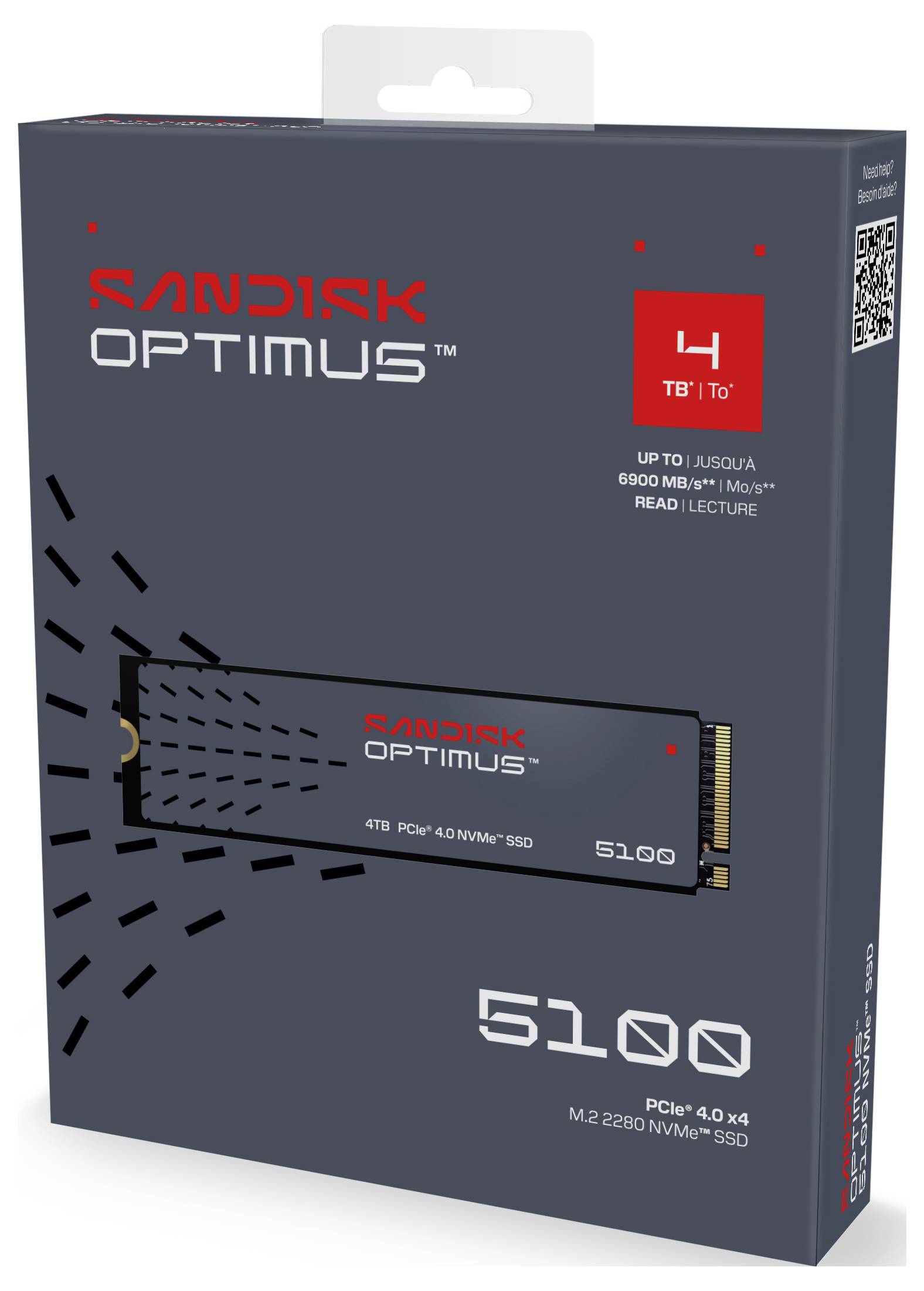 SanDisk Optimus 5100 4 TB Interne M.2 PCIe NVMe SSD 2280 PCIe NVMe 4.0 x4 Retail SDSP51400TAN-000E0