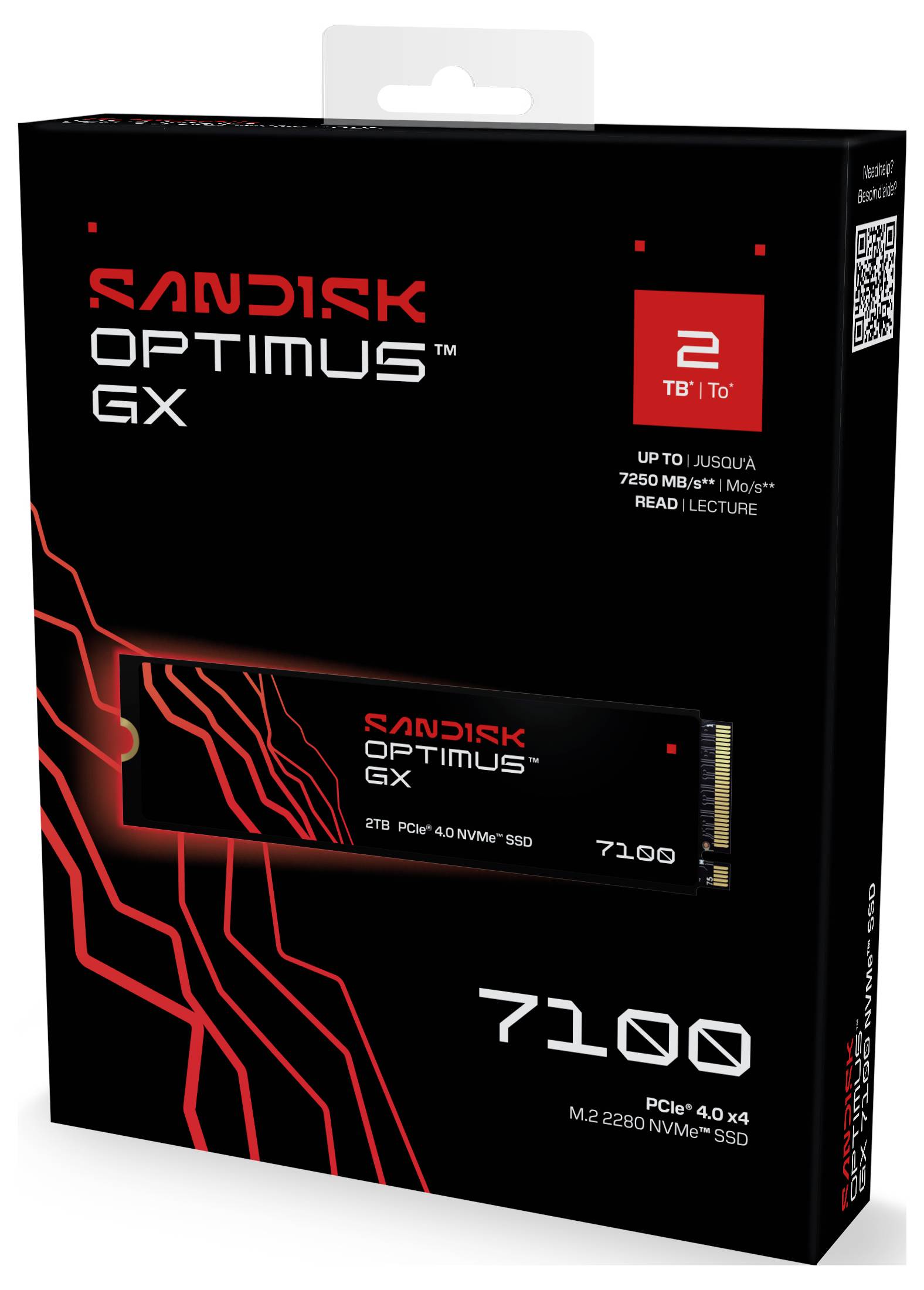 SanDisk Optimus GX 7100 2 TB Interne M.2 PCIe NVMe SSD 2280 PCIe NVMe 4.0 x4 Retail SDSP71200TAN-000E0
