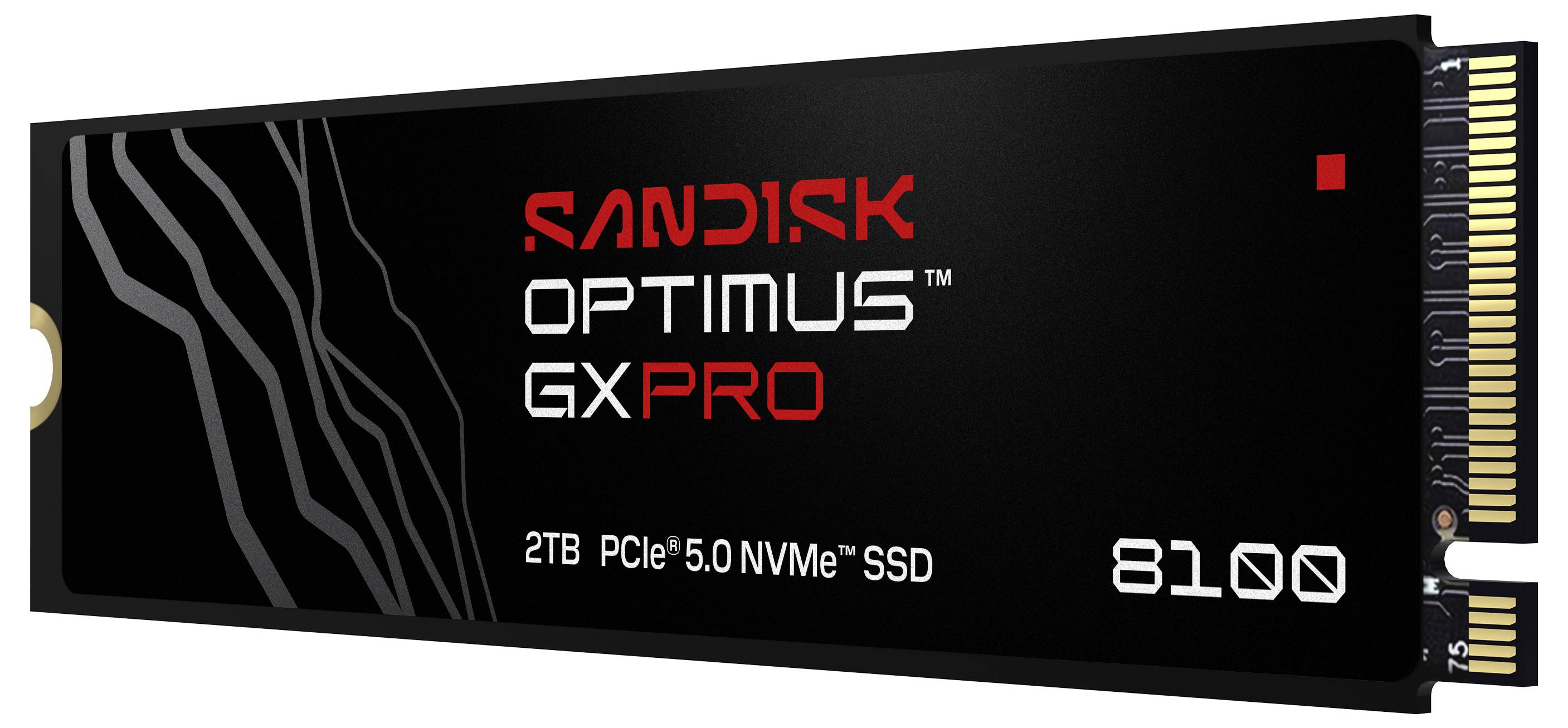 Solid-State-Laufwerk mit der Bezeichnung „SanDisk Optimus GX Pro 2TB PCIe 5.0 NVMe SSD 8100