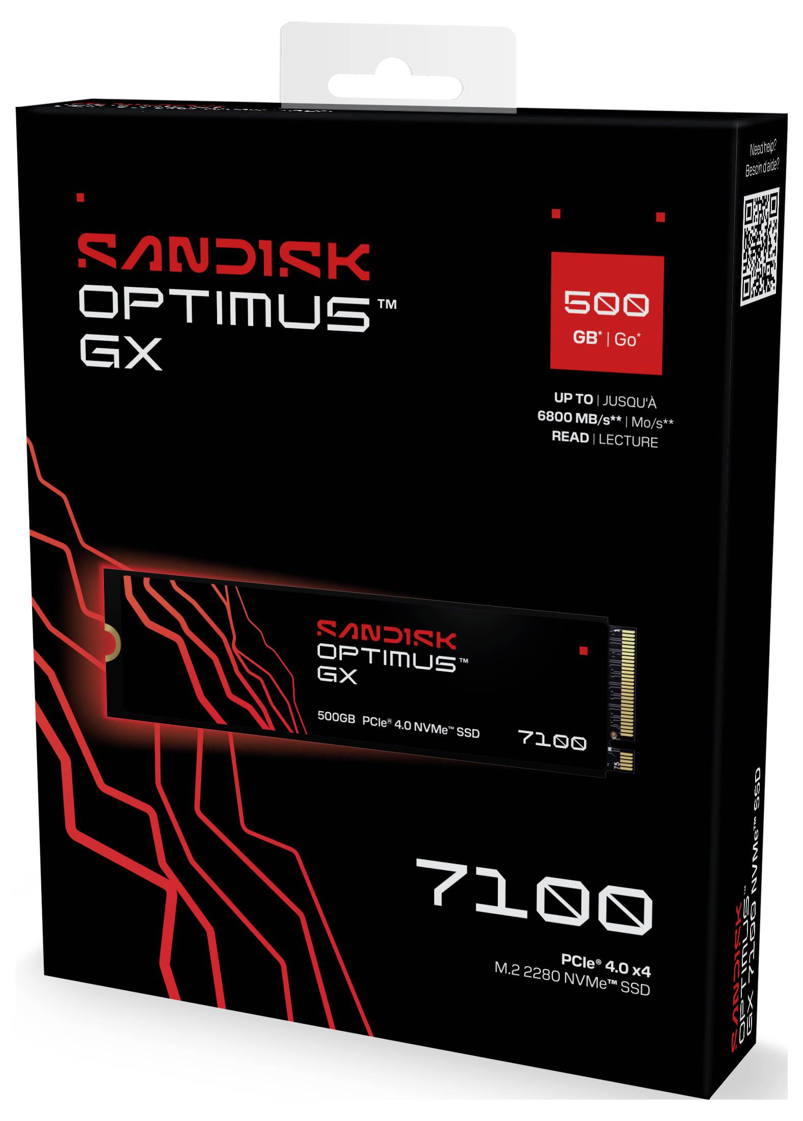 SanDisk Optimus GX 7100 500 GB Interne M.2 PCIe NVMe SSD 2280 PCIe NVMe 4.0 x4 Retail SDSP71500GAN-000E0