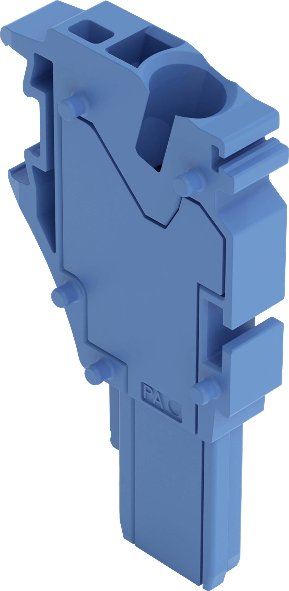 Ein blauer modularer Klemmblock, der in elektrischen Systemen zur Drahtverbindung verwendet wird und ein kompaktes Design aufweist, das sich für verschiedene Installationen eignet.