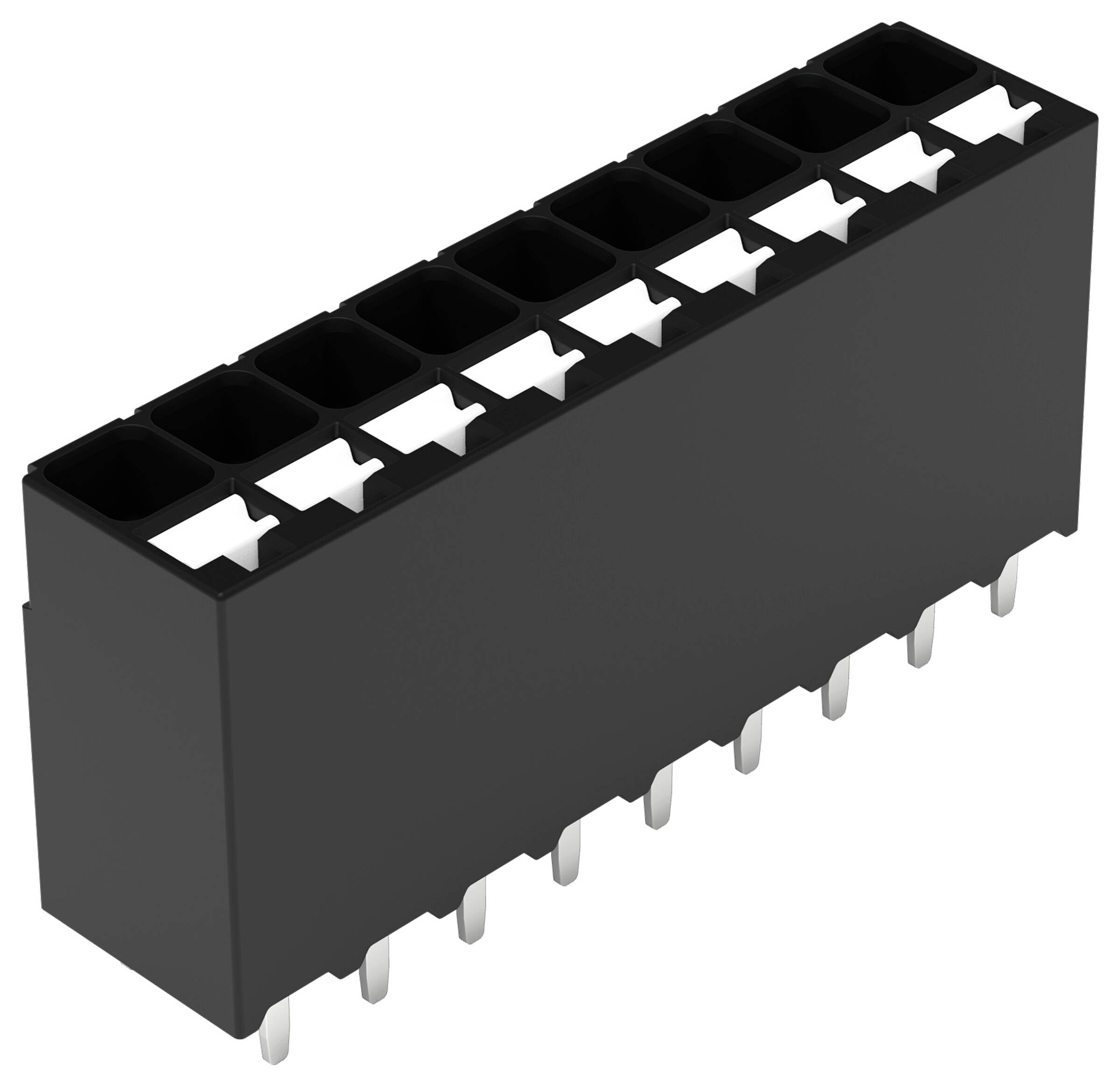 Technische Zeichnung eines Steckers mit Seiten- und Bodenansicht und Abmessungen: 13 mm Länge, 8,1 mm Höhe, 4,2 mm Breite, 2,8 mm Abstand.