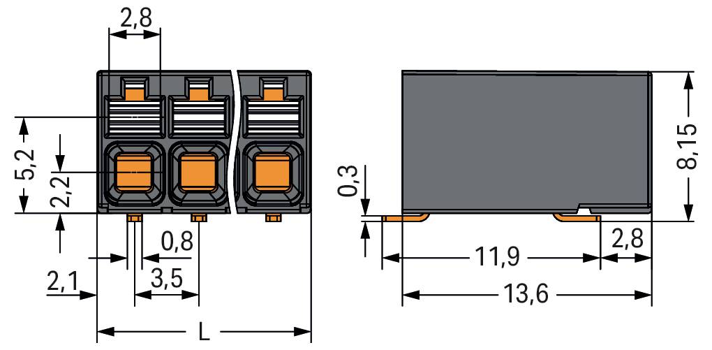 WAGO 2086-1203/700-000/997-605 Leiterplattenklemme 3605St.