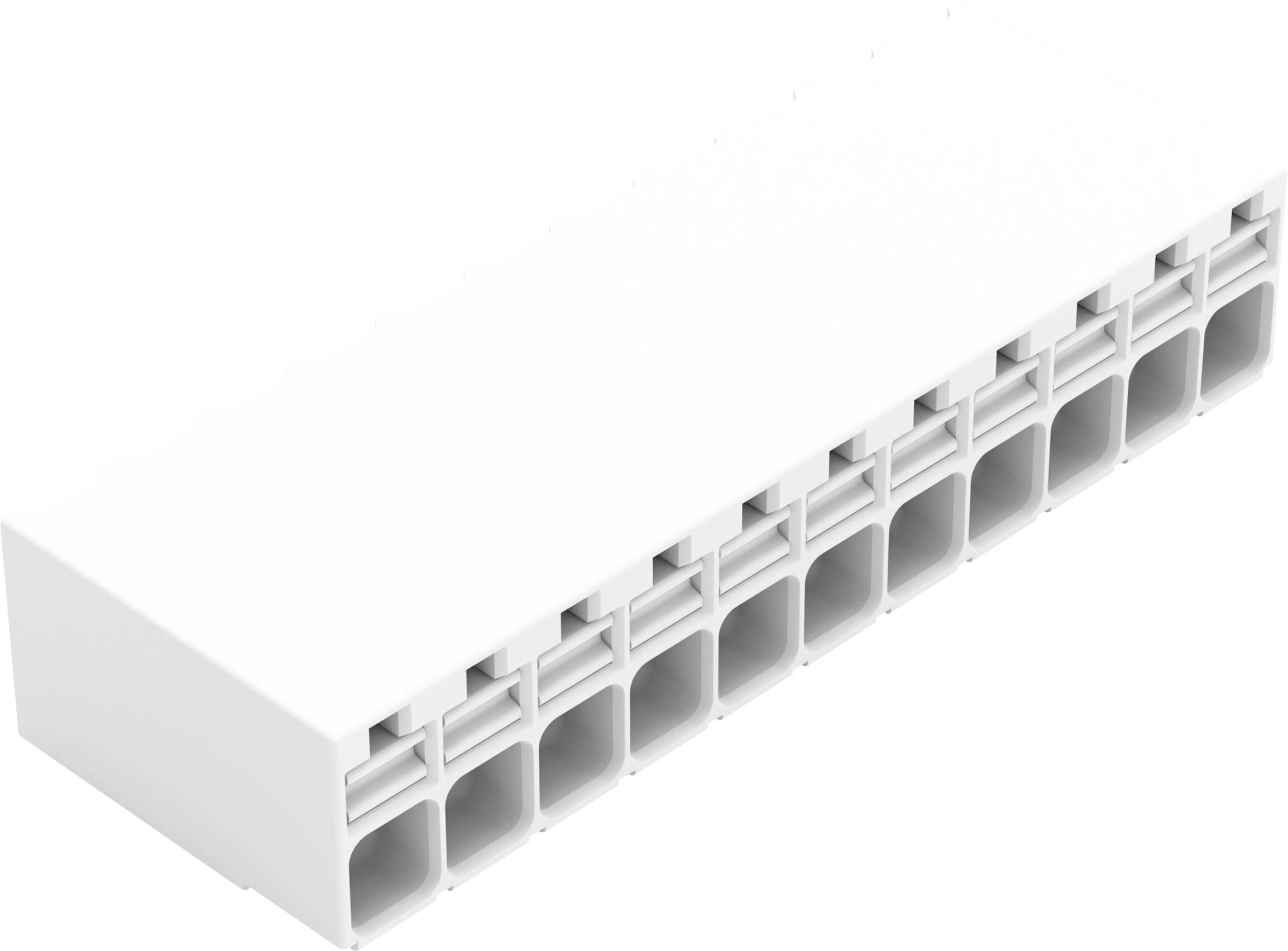 Ein weißer 16-Port-Netzwerk-Switch mit Reihen von RJ45-Anschlüssen auf der Vorderseite, der zum Verbinden mehrerer Geräte in einem Netzwerk verwendet wird.