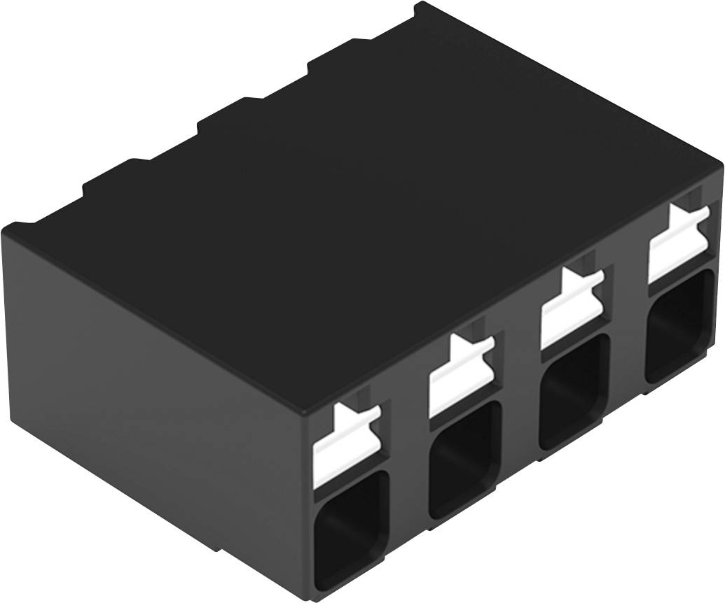 Ein schwarzer Anschlussblock mit vier Öffnungen, häufig für elektrische Verbindungen verwendet.