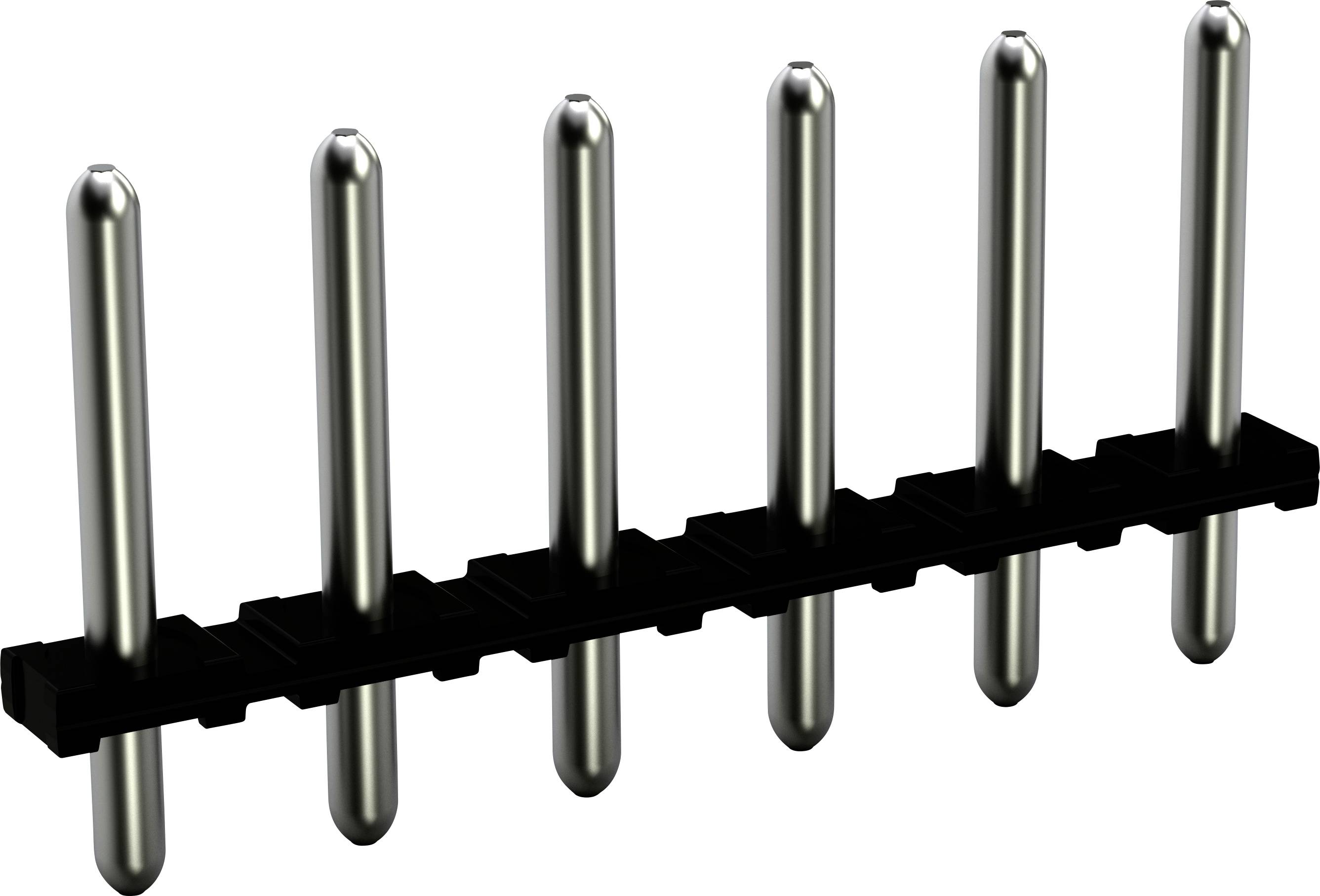 Ein schwarzer Kunststoffstecker mit acht silbernen Stiftkontakten, die vertikal angeordnet sind, wird häufig für Verbindungen auf elektronischen Leiterplatten verwendet.