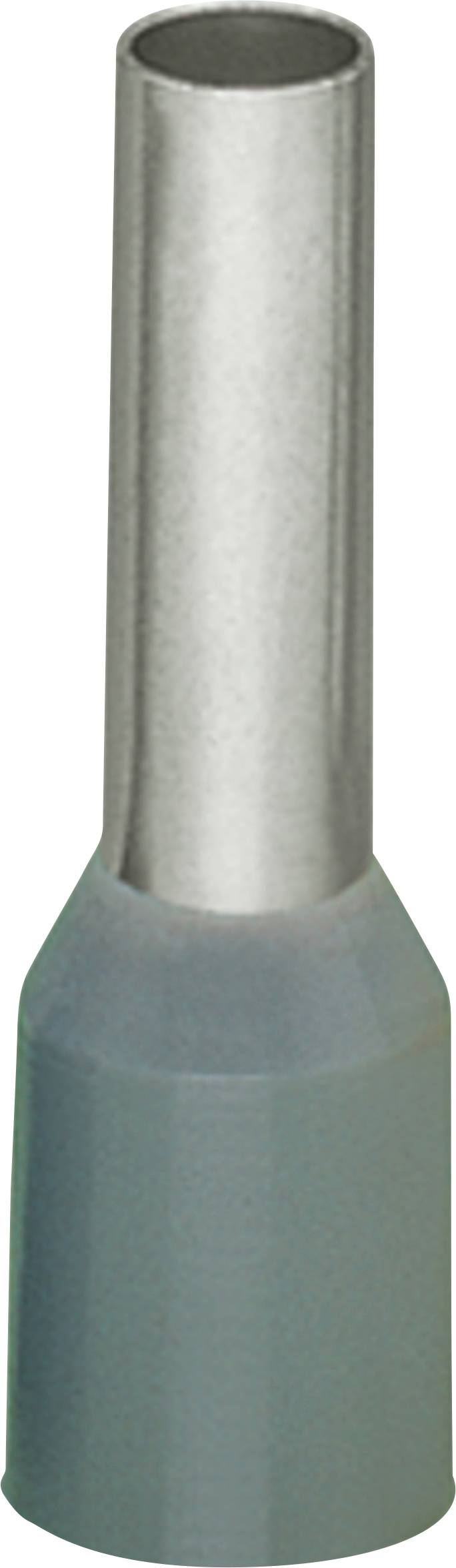 Ein zylindrisches Metallkrimpterminal mit einer blauen Kunststoffisolationshülle, das häufig verwendet wird, um Elektrokabel sicher zu verbinden.