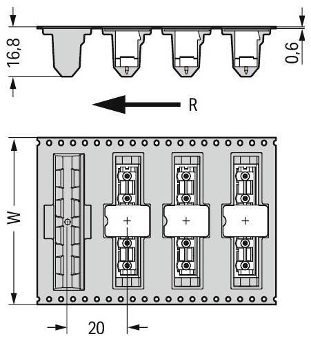 Ein schwarzes, sechsfach ausgeführtes Elektroklemmenleistenblock mit weißen und schwarzen Anschlußpunkten, das zum Sichern und Organisieren von elektrischen Drähten verwendet wird.