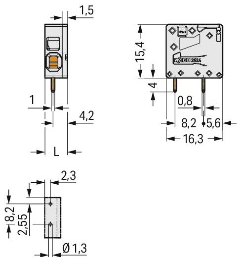 WAGO 2624-1101 Leiterplattenklemme 300St.