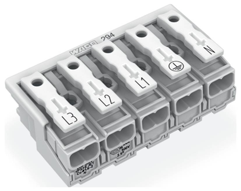 A three-phase electrical terminal block labeled 'L3', 'L2', 'L1', ground symbol, 'N', rated '24A', '400V', showing five connection points.