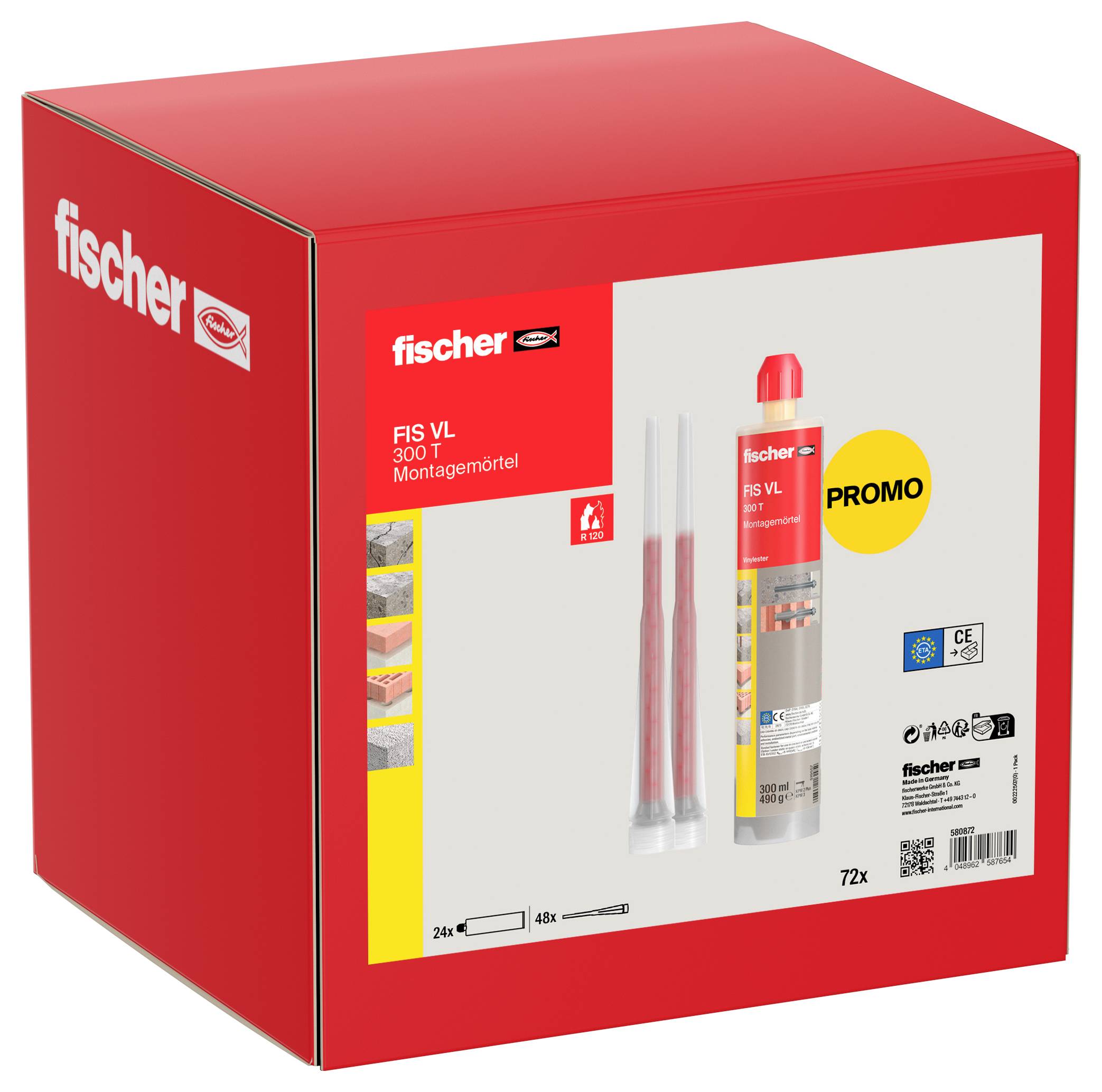 Eine Schachtel „fischer FIS VL 300 T Montagemörtel