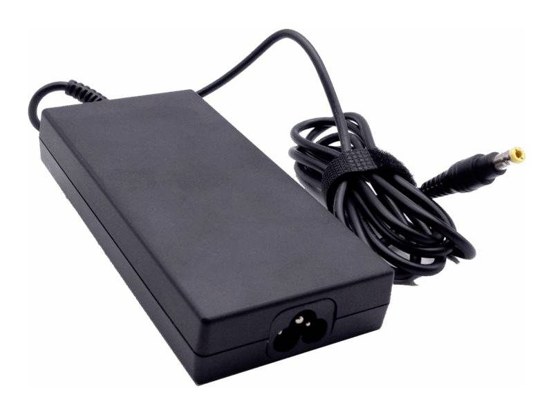 Schwarzer Laptop-Stromadapter mit angebrachtem Kabel und Hohlstecker-Anschluss