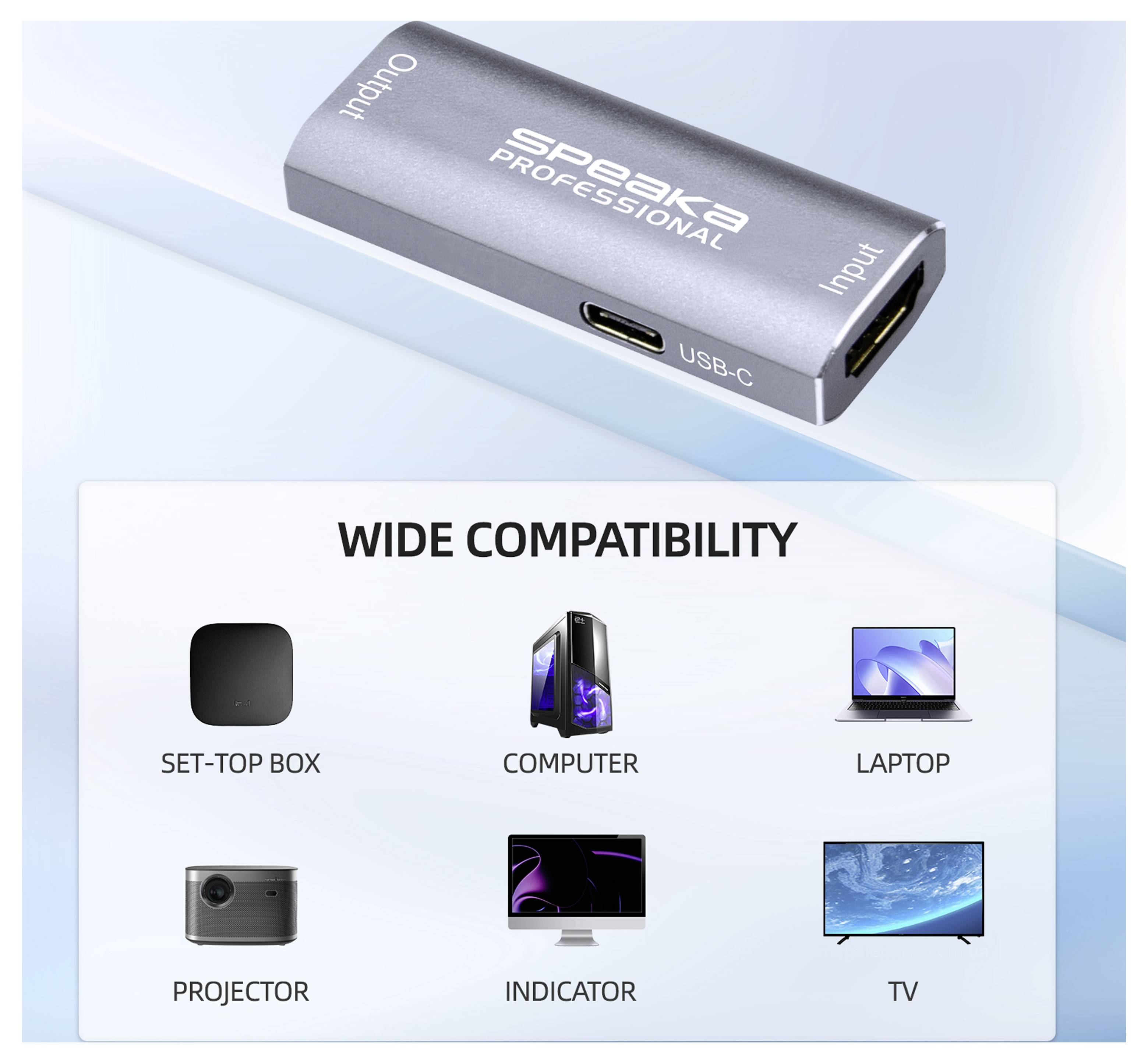 Grafik mit einem USB-C-Adapter „SpeakPro Professional