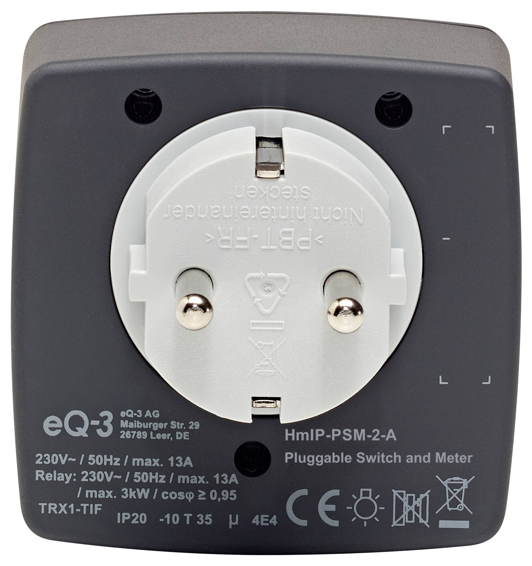 Homematic IP Steckdose Funk Schalt-Mess-Steckdose, anthrazit