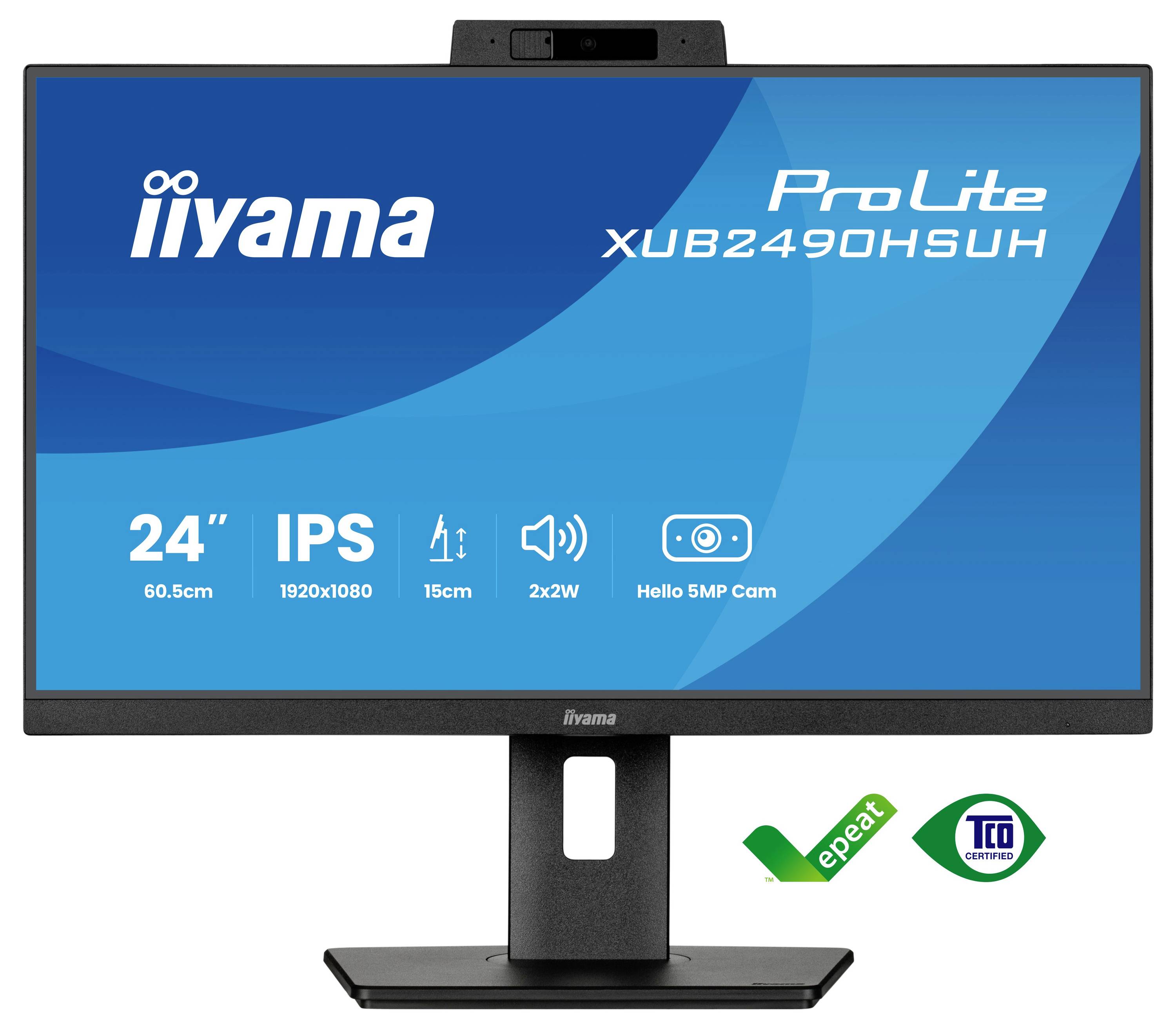 Seitenansicht eines schlanken, modernen Computermonitors auf einem Ständer, der sein dünnes Profil und minimalistisches Design hervorhebt.