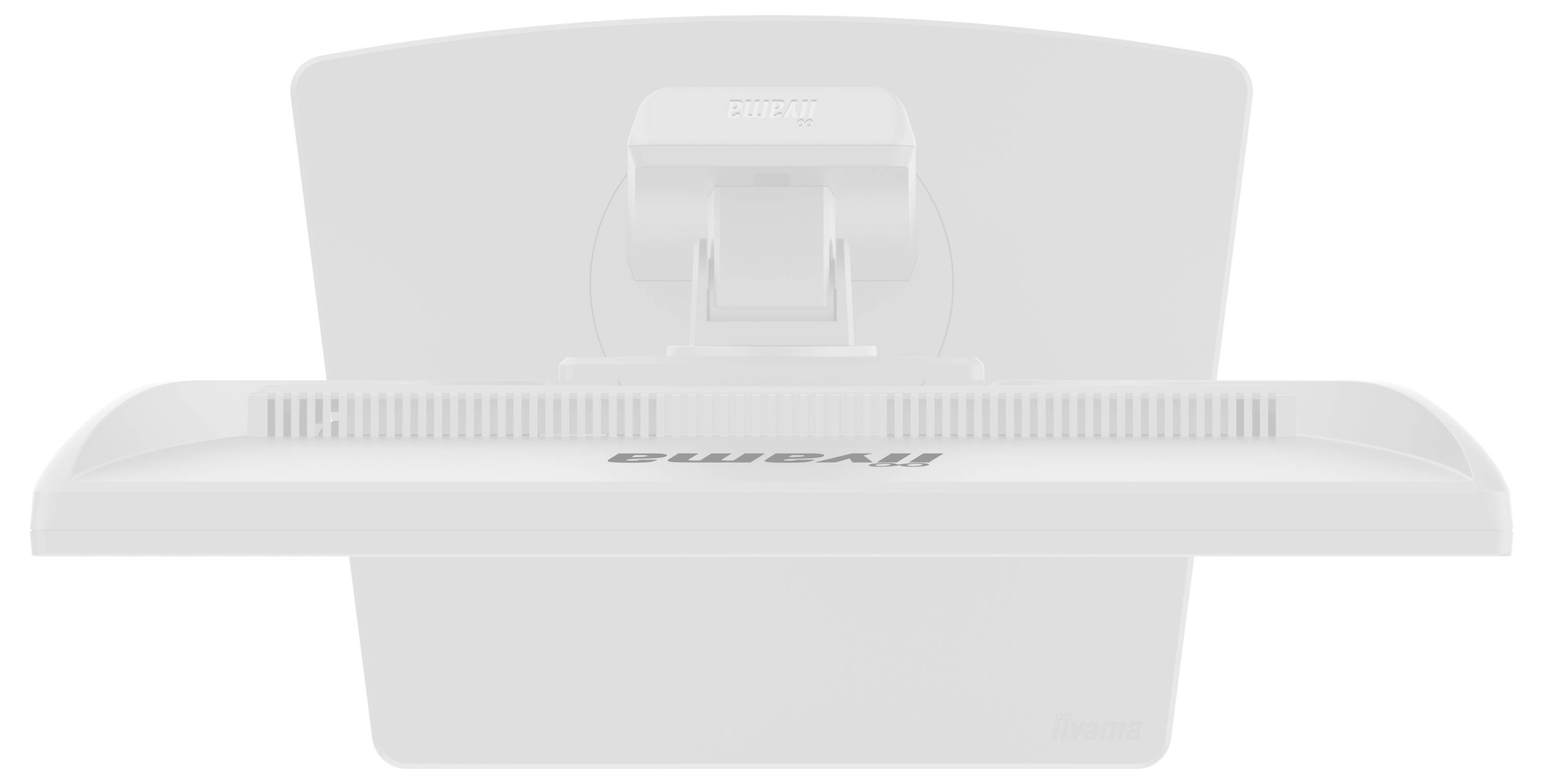 Rückansicht eines Computermonitors mit einem belüfteten Panel, dem Markennamen „iiyama