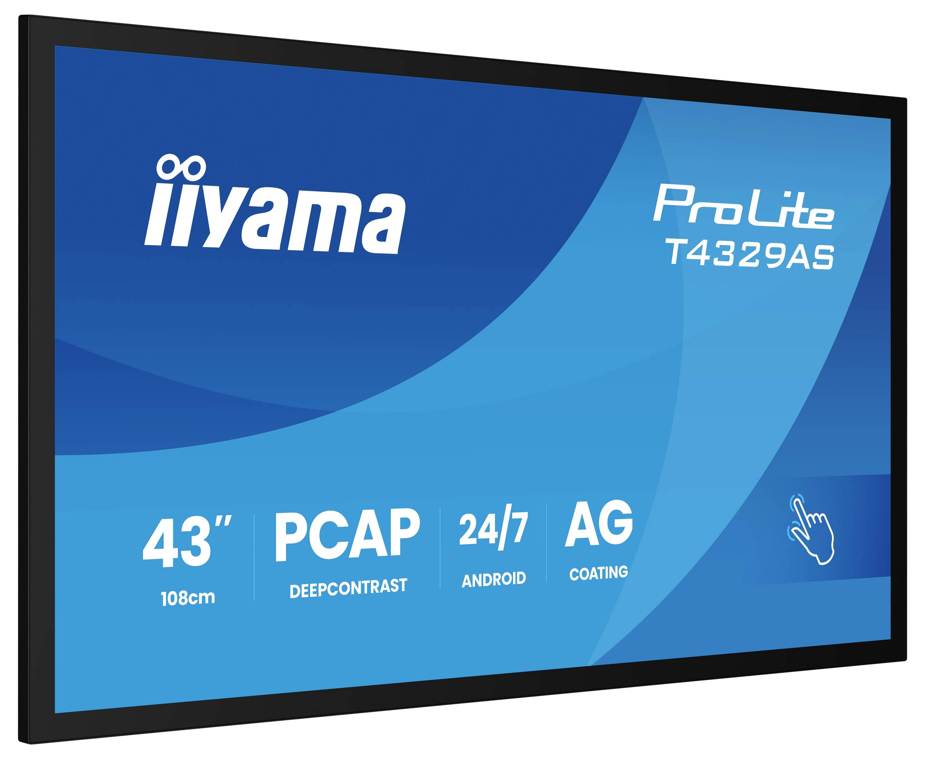 Touchscreen-Display mit Branding 'iiyama ProLite T4329AS', Funktionen aufgelistet: 43