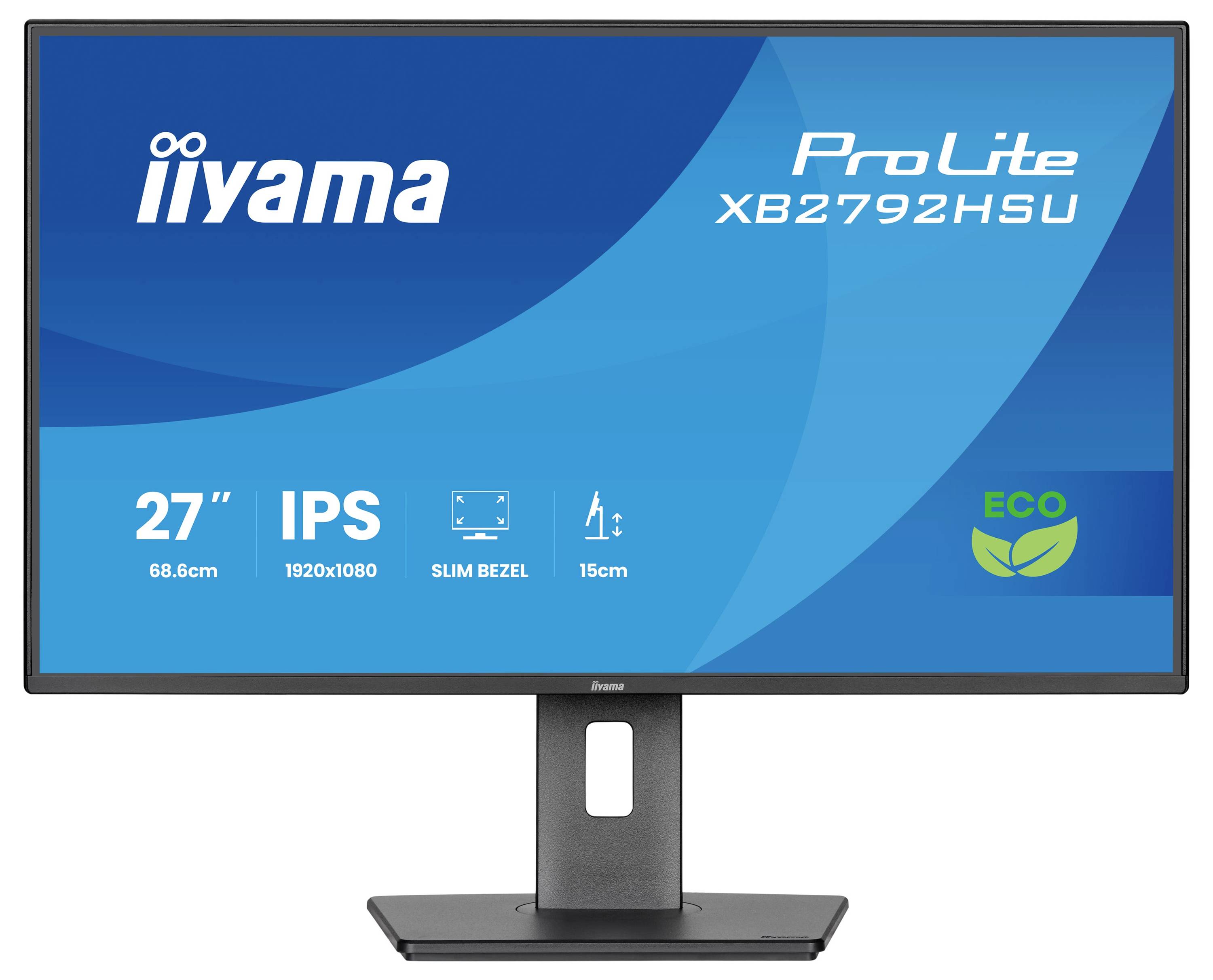 Iiyama ProLite XB2792HSU Monitor mit 27-Zoll-IPS-Display, 1920x1080-Auflösung, schmalem Rahmen und 15cm Standhöhenverstellung.