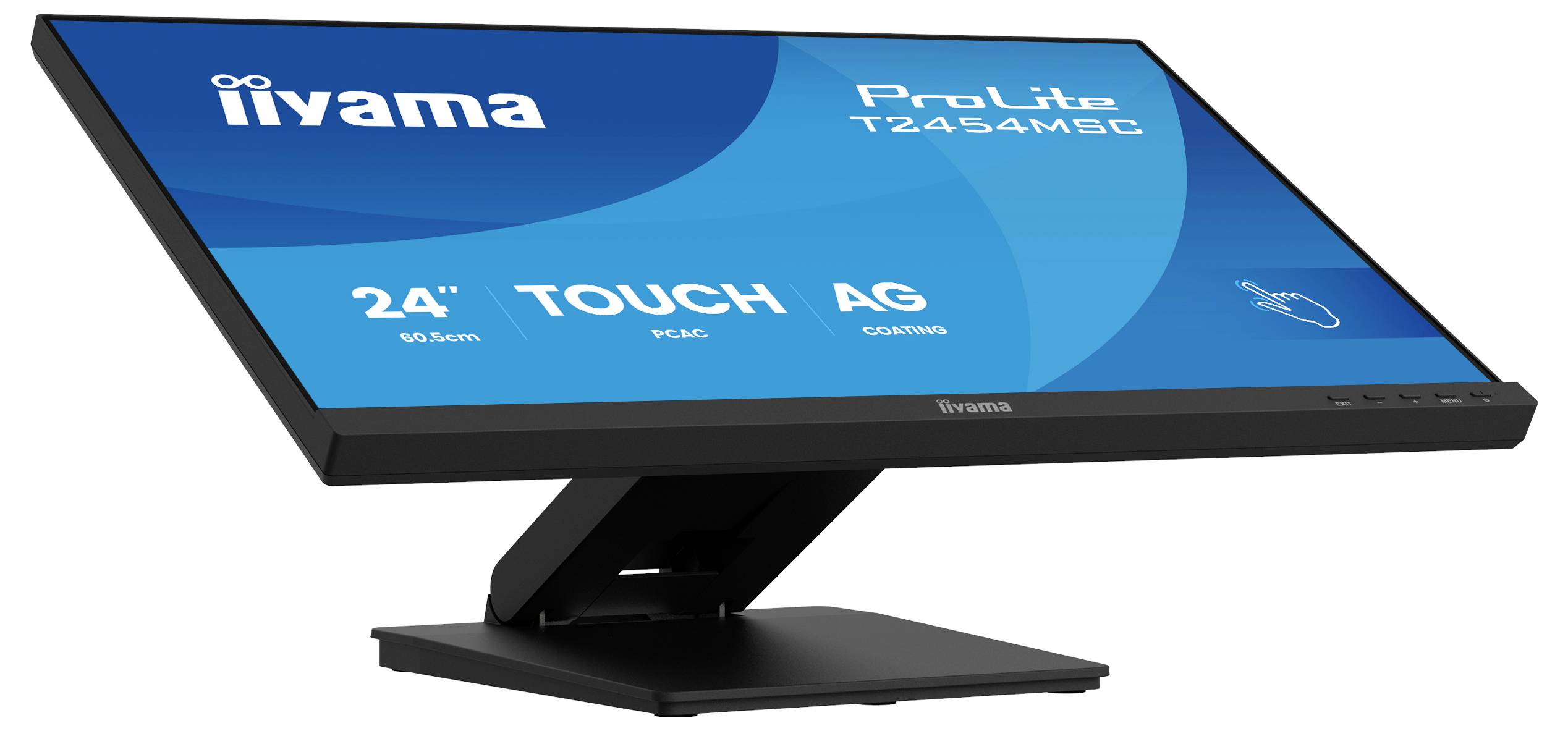 Ein schwarzer Computermonitor mit dem Titel „iiyama ProLite T2454MSC