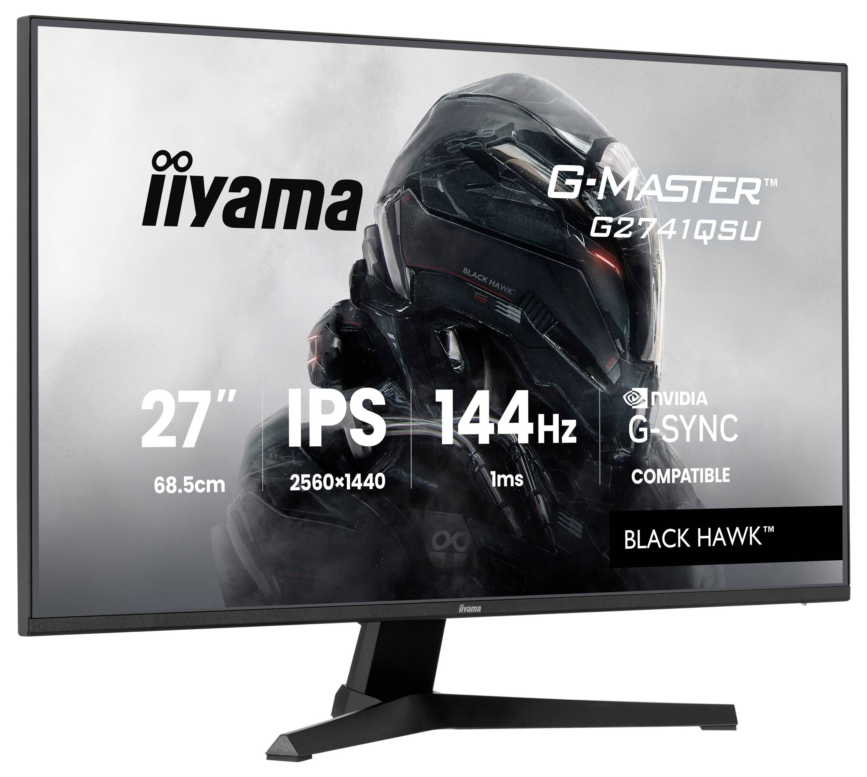 Seitenansicht eines dünnen, flachen Computerbildschirms auf einem Ständer, der sein schlankes Profil und minimalistisches Design zeigt.