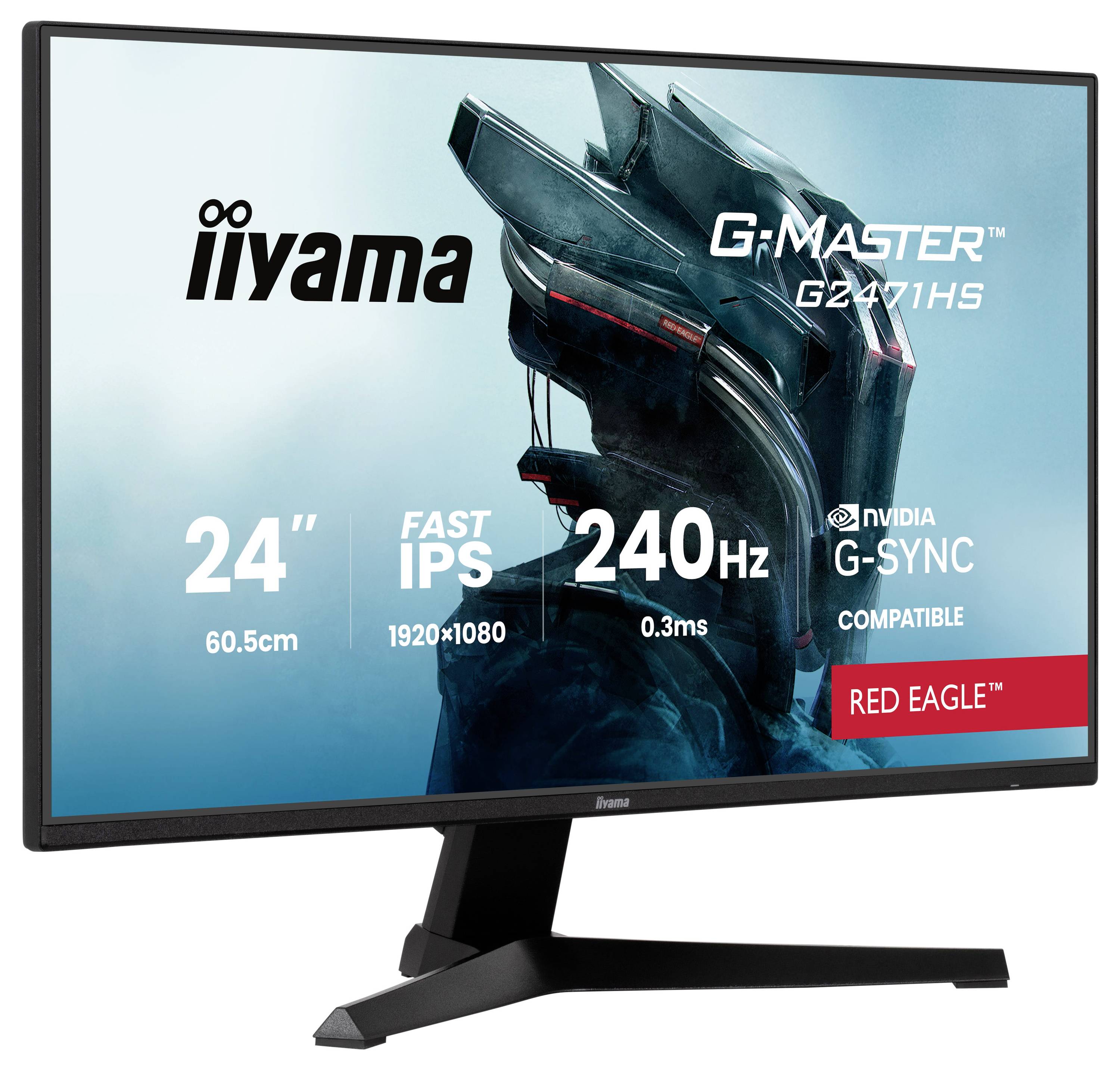 Iiyama G-Master G2471HS Monitor, 24 Zoll, 1920x1080 Auflösung, Fast IPS, 240Hz Bildwiederholfrequenz, 0,3ms Reaktionszeit, NVIDIA G-SYNC kompatibel.