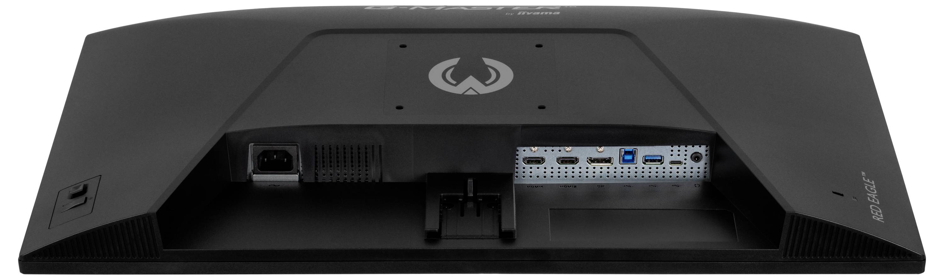 'iiyama' Logo auf blauem Hintergrund mit hellblauem Wellenmuster.