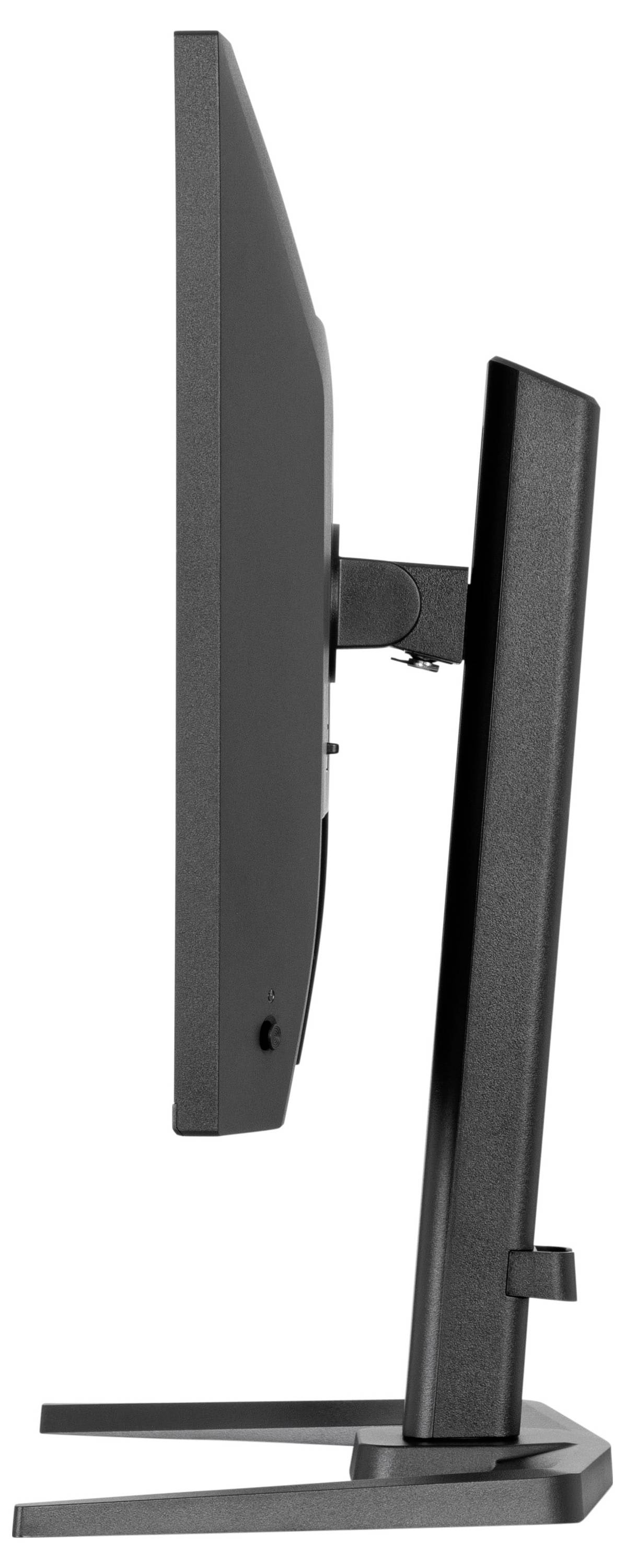 Rückansicht eines Computermonitors mit verschiedenen Anschlüssen, darunter HDMI, USB und Ethernet.