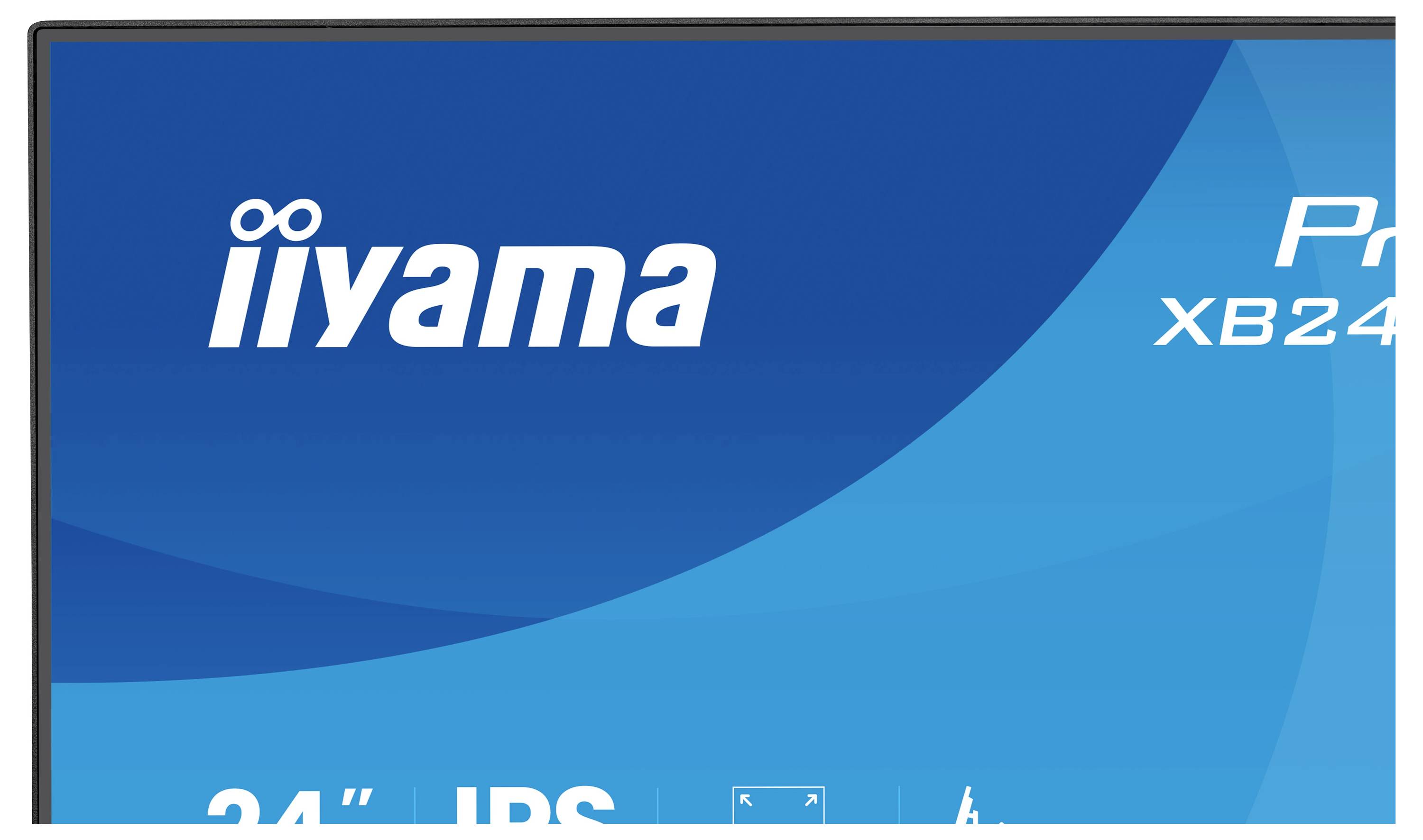 Ein Monitor mit blauem Bildschirm, auf dem die Marke „iiyama