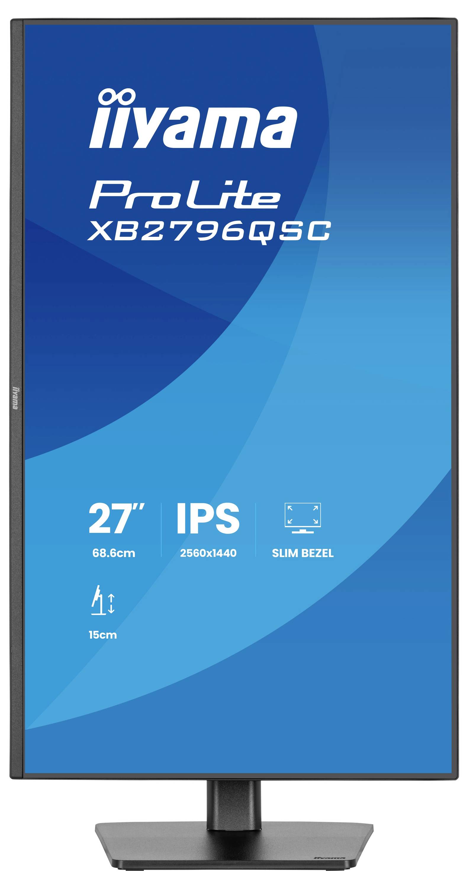 Seitenansicht eines Flachbildschirm-Monitors auf einem Ständer, der sein schlankes Design und das verstellbare Scharnier zur Bildschirmneigung zeigt.