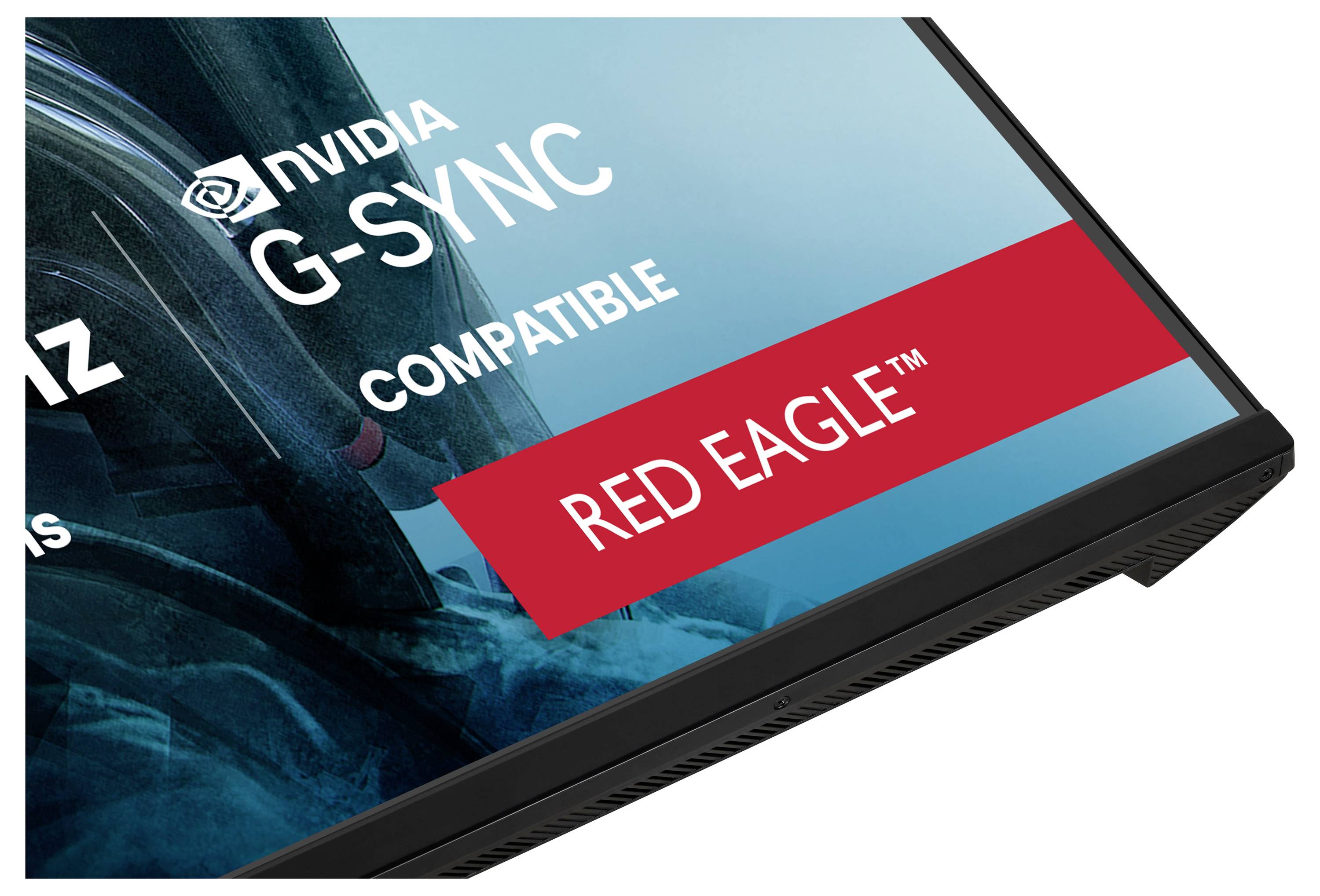 Monitor-Ecke mit NVIDIA G-SYNC-Logo und 
