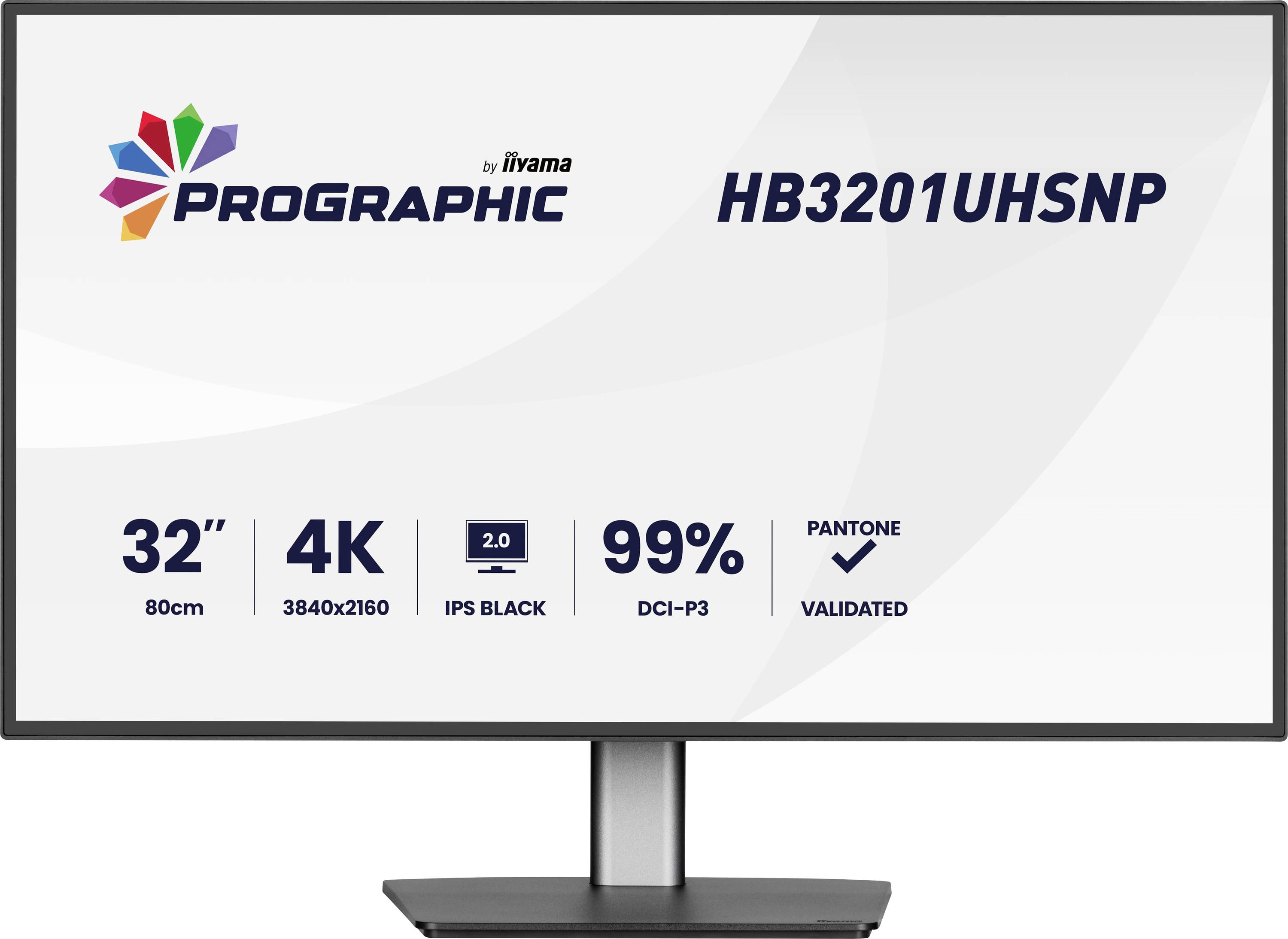 'Prographic HB3201UHSNP' Monitor, 32 Zoll, 4K-Auflösung, IPS Black, 99% DCI-P3-Farbraum, Pantone-validiert.