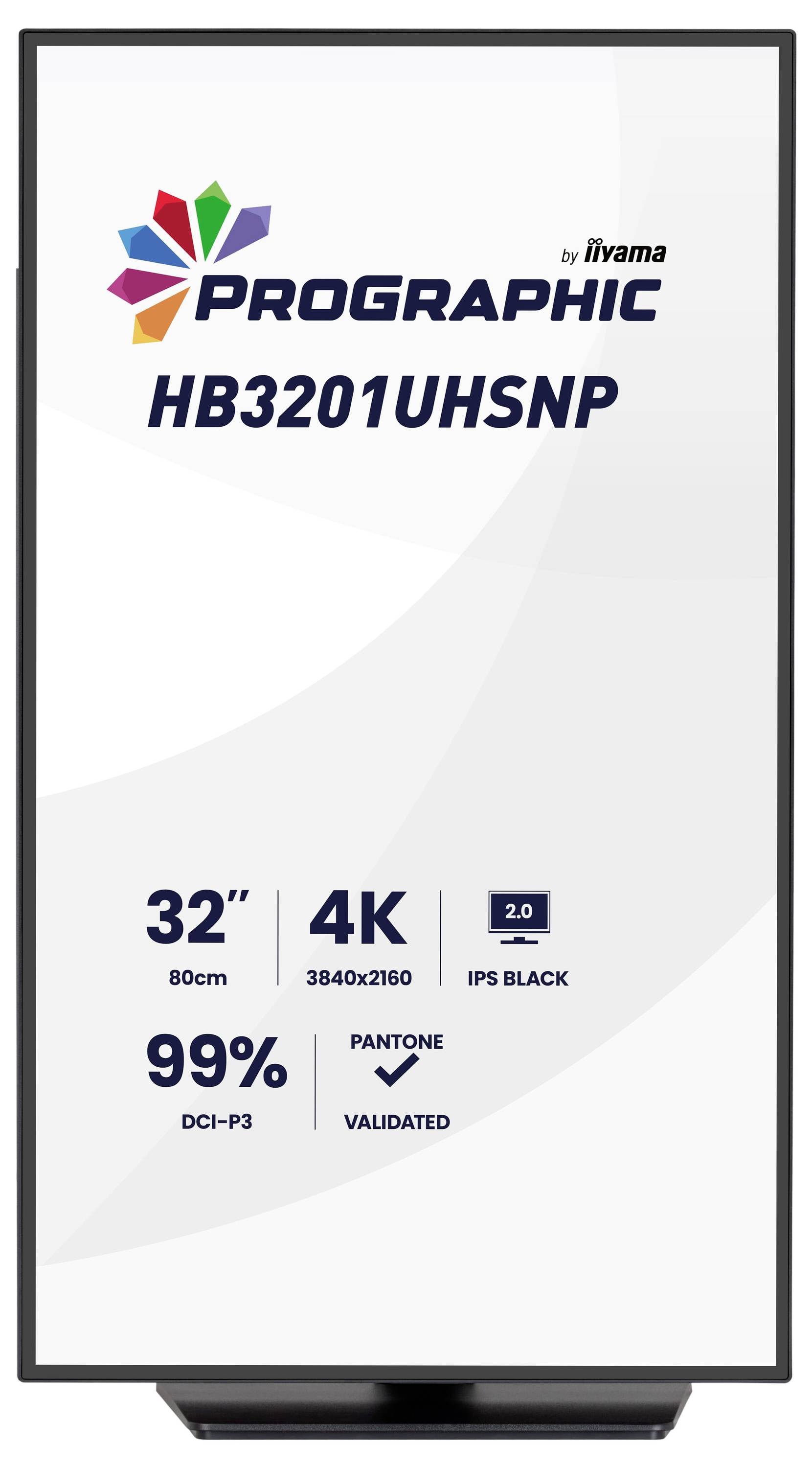 iiyama ProLite HB3201UHSNP Monitor: 32 Zoll, 4K-Auflösung, 99% DCI-P3-Farbraum, IPS Black-Technologie, Pantone-validiert.