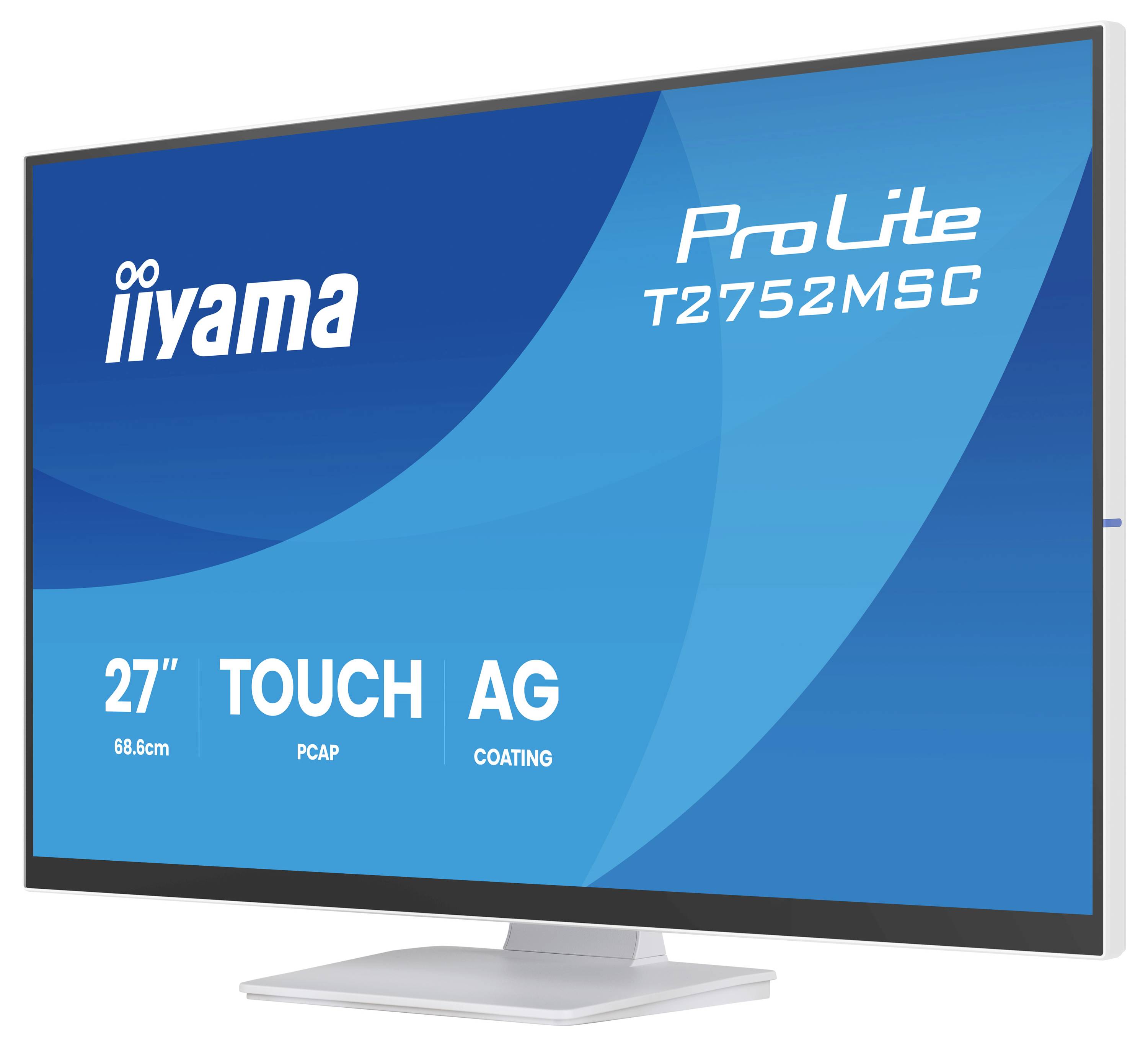 iiyama ProLite T2752MSC 27-Zoll-Touchscreen-Monitor mit entspiegelter Beschichtung und PCAP-Technologie, mit elegantem Design.