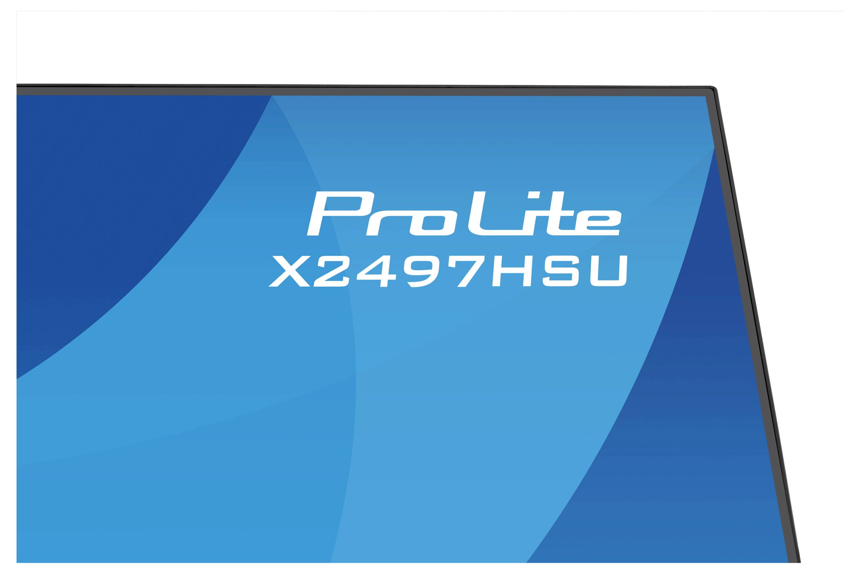 Seitenansicht eines dünnen, schwarzen Computermonitors auf einem Ständer, der sein schlankes Design und die Möglichkeit der vertikalen Verstellung zeigt.