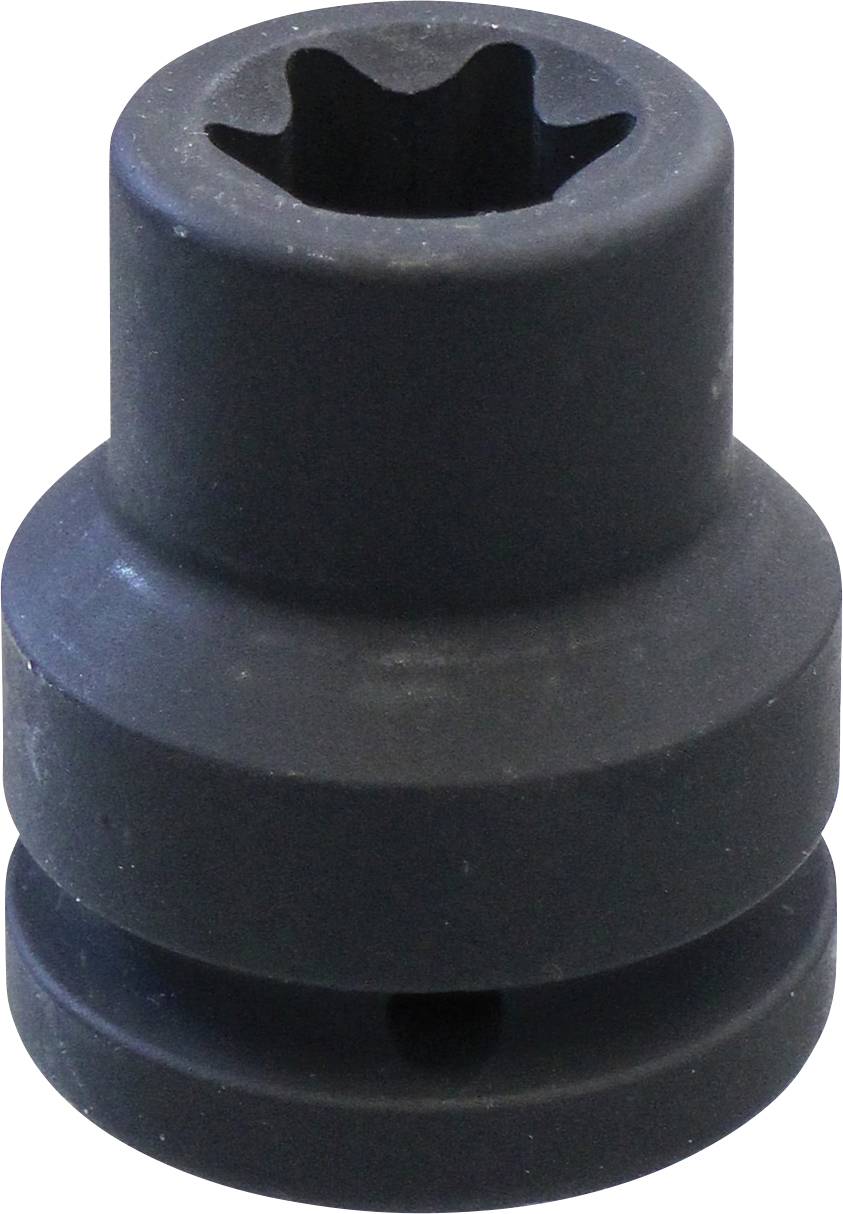 Ein schwarzer Stahl-Steckadapter mit sechseckiger Öffnung oben und zylindrischer Form, konstruiert für die Verwendung mit Elektrowerkzeugen.