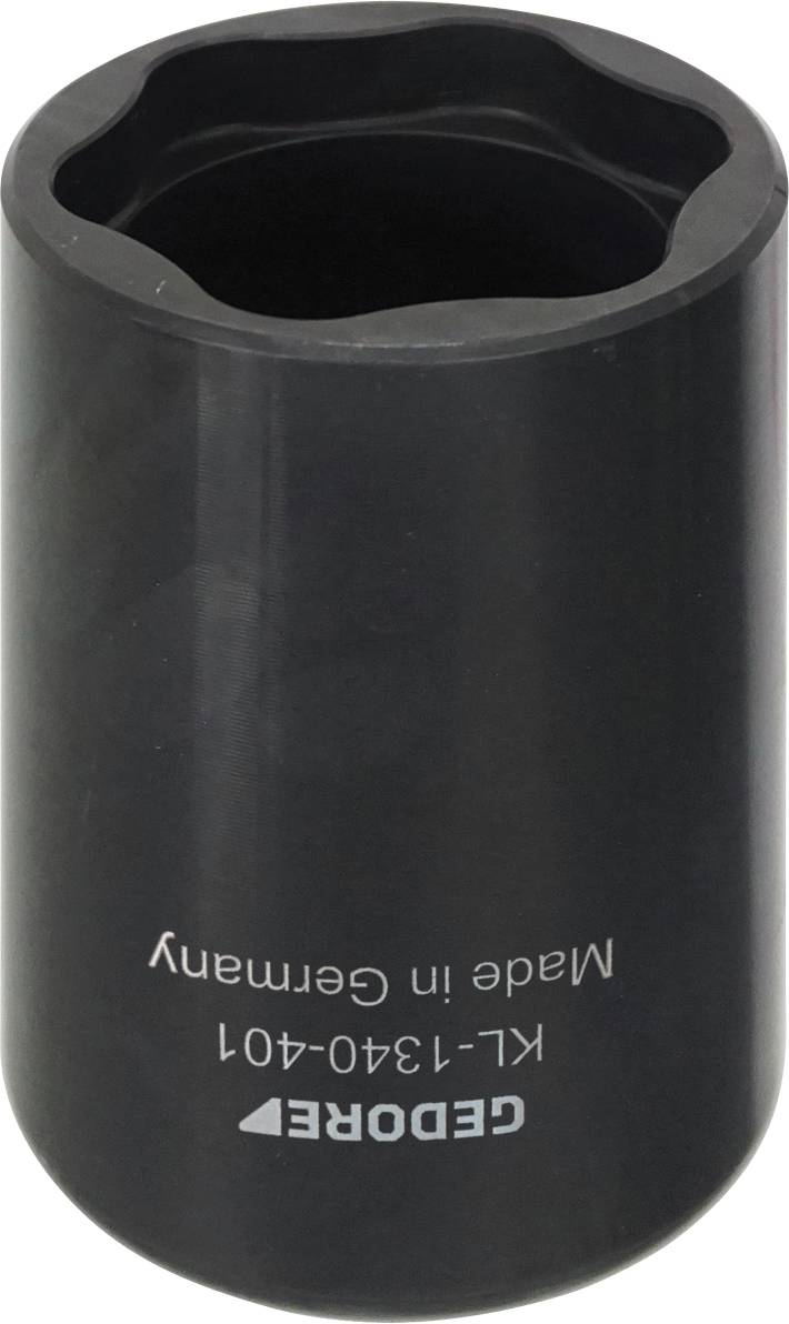 Ein schwarzes zylindrisches Werkzeug mit dem Text 'GEDORE' und 'Made in Germany' aufgedruckt, das für mechanische Anwendungen verwendet wird.