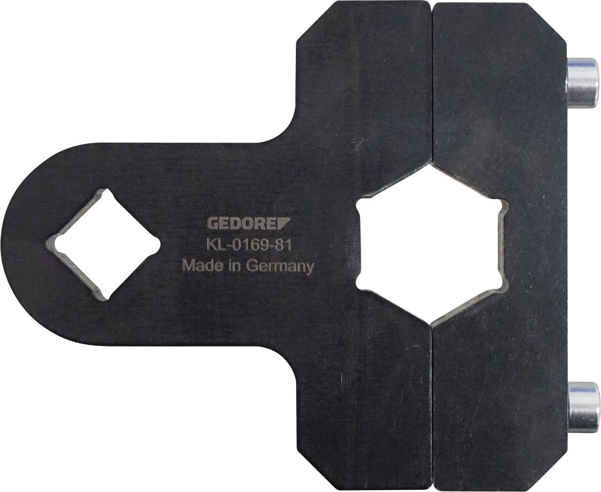 Ein Metallwerkzeug mit einer sechskantigen zentralen Öffnung und Kennzeichnung „GEDORE KL-0169-81 Made in Germany