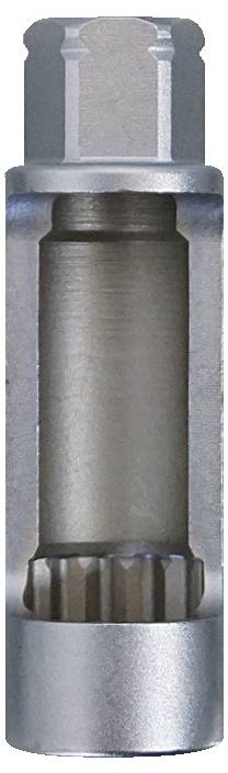 Nahaufnahme einer Person, die einen tragbaren elektrischen Schleiffer auf einer Holzoberfläche verwendet. Der Schleiffer ist schwarz mit grünen Tasten und Funktionen.