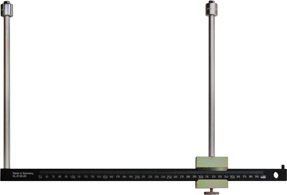 Schieblehre mit einer Skala im Bereich von 0 bis 400 mm, hergestellt in Deutschland.