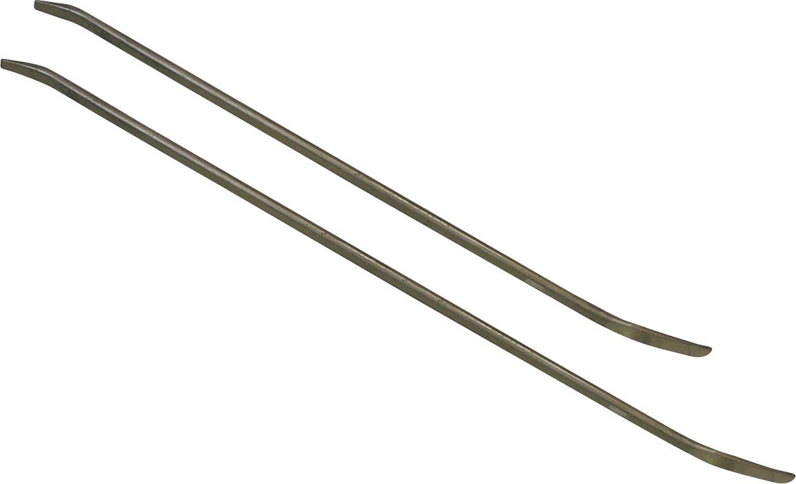 Zwei Metallbrechstangen mit einem gekrümmten Ende zur Kraftübertragung, verwendet zum Aufbrechen und Heben.