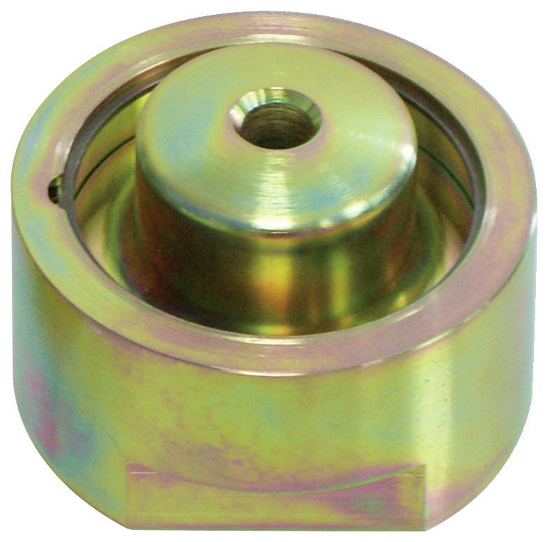 Ein zylindrisches Metallobjekt mit hohlem Inneren und einem vertikalen Schlitz an der Seite, möglicherweise ein mechanisches oder industrielles Bauteil.