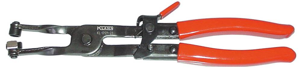 Zange mit Metallbacken und roten Kunststoffgriffen, zum Greifen, Biegen oder Schneiden von Draht und anderen Materialien verwendet.