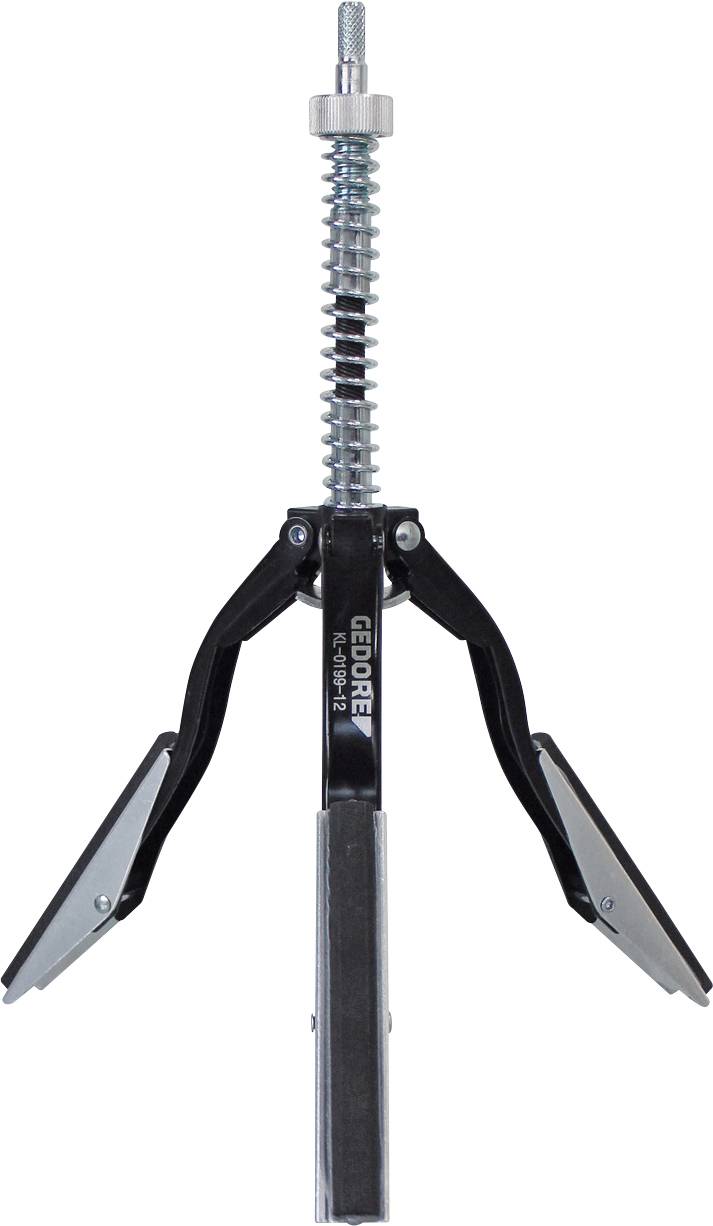 Ein mechanischer Zahnradabzieher mit verstellbaren Armen, ausgestattet mit einer zentralen Gewindestange zum Anziehen, gekennzeichnet mit „GEDORE