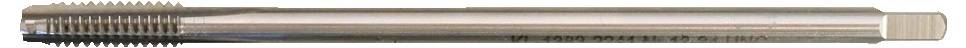 Ein Metallgewindebohrer mit Gewinde- und glatten Abschnitten wird zum Schneiden von Gewinden in Bohrungen verwendet.